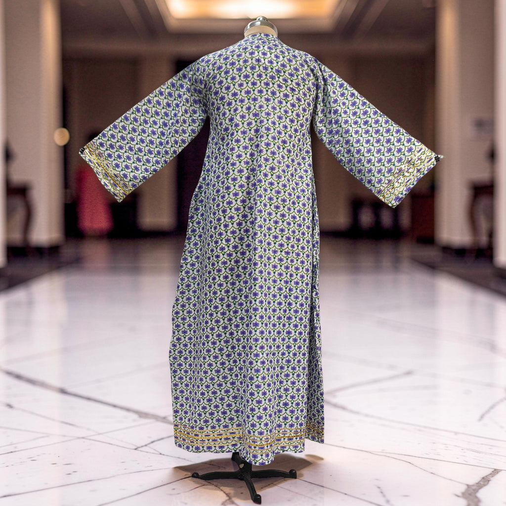 2XL/3XL Khadijah Printed Cotton Dress 57"Long Jalabiya 26099-1398 JP