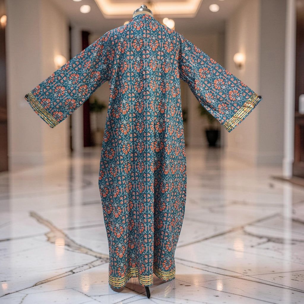 XS/S Khadijah Printed Cotton Dress 54"Long Jalabiya 26100-1398 JP