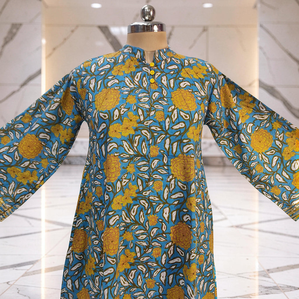 XS/S Khadijah Printed Cotton Dress 54"Long Jalabiya 26103-1398 JP