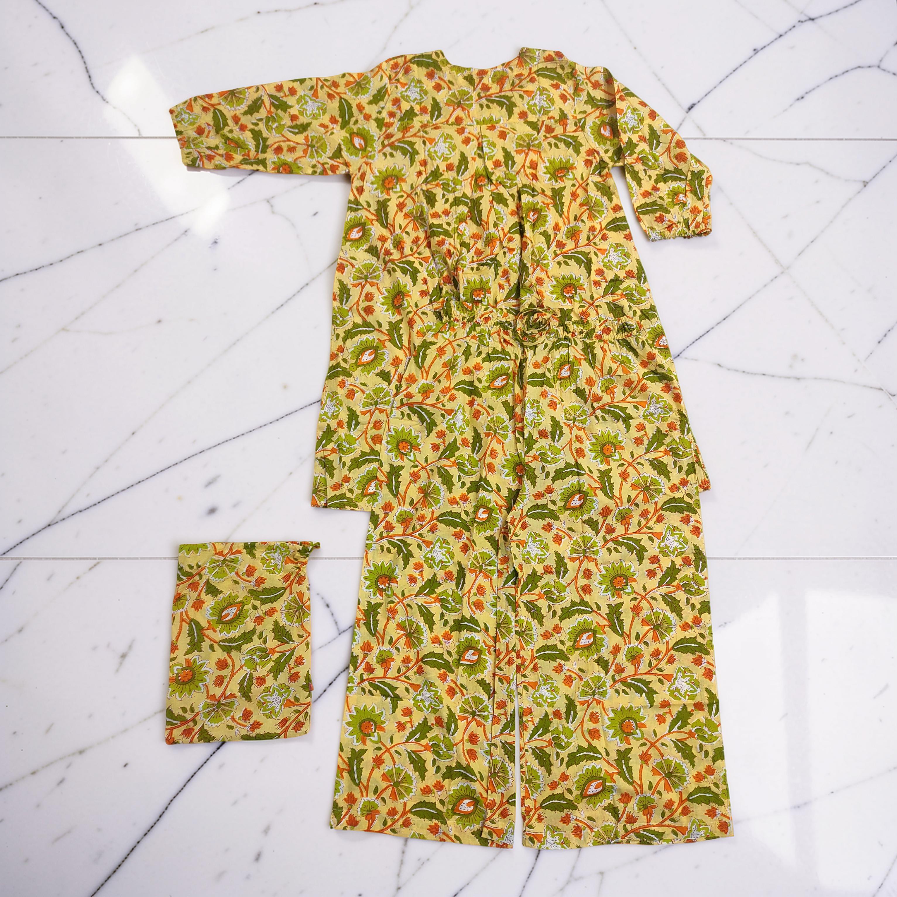 S-M 2 Pcs Co-ord Set Suml Cotton Short Sleeves 26124-1415 JP