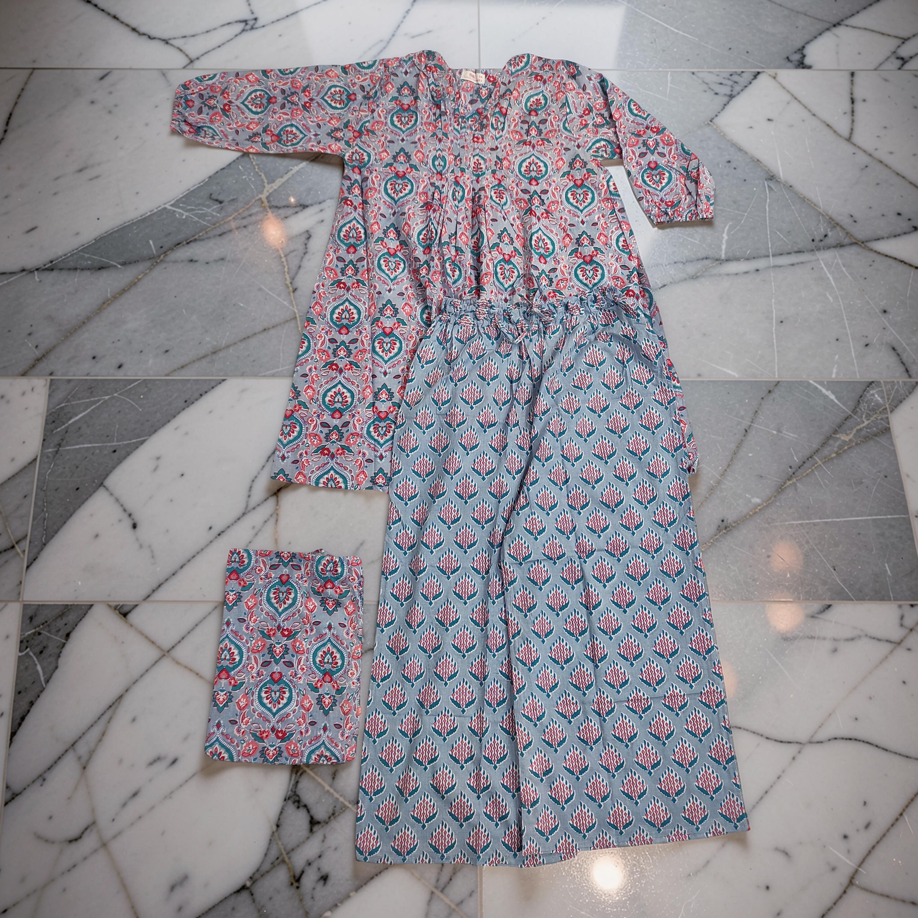 S-M 2 Pcs Co-ord Set Suml Cotton Short Sleeves 26129-1415 JP
