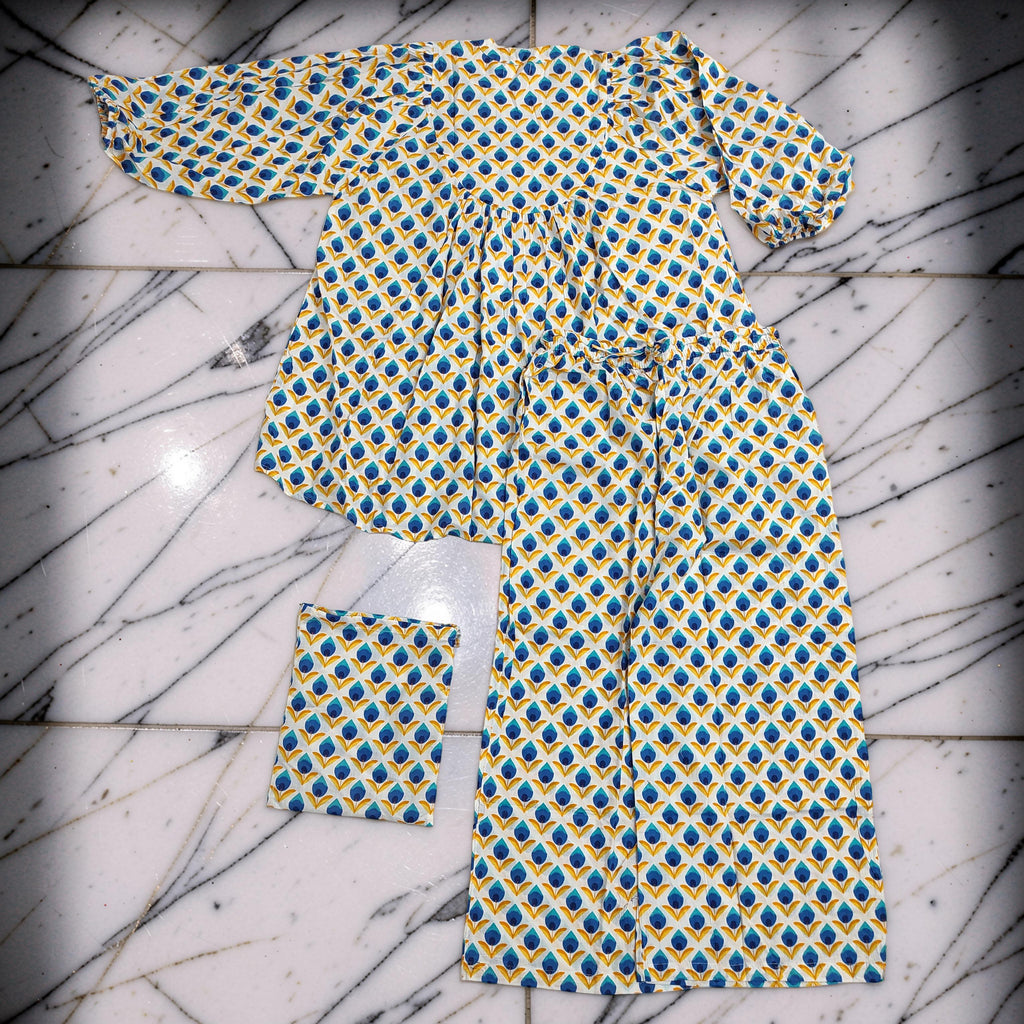 L-XL 2 Pcs Co-ord Set Urooj Cotton Short Sleeves 26158-1410 JP