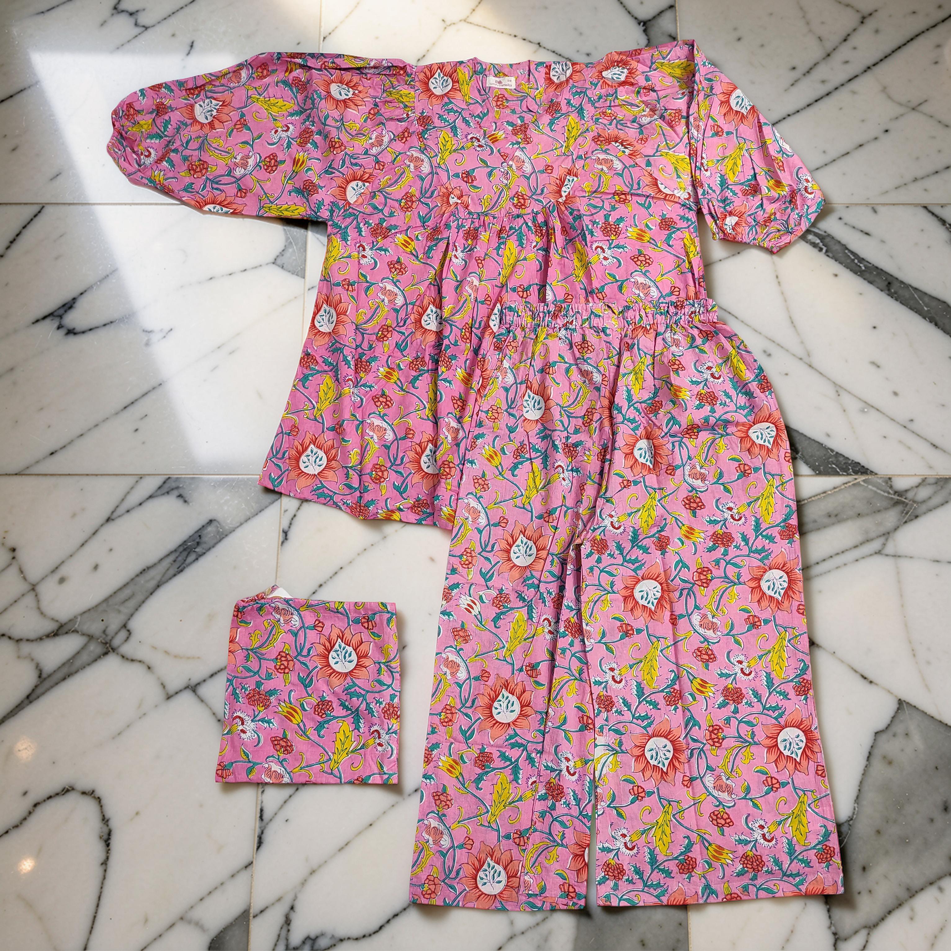 L-XL 2 Pcs Co-ord Set Urooj Cotton Short Sleeves 26174-1408 JP
