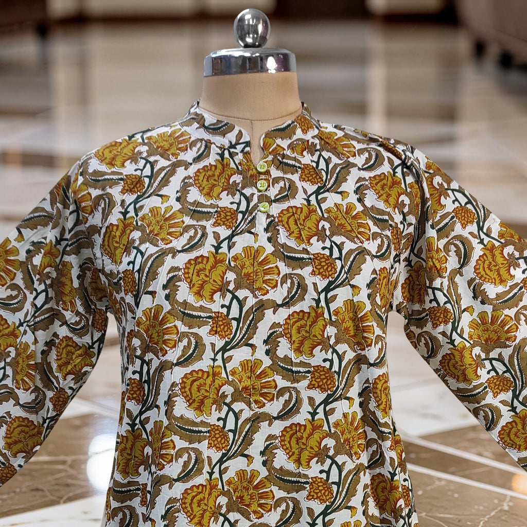 L/XL Khadijah Printed Cotton Dress 56"Long Jalabiya 26183-1398 JP