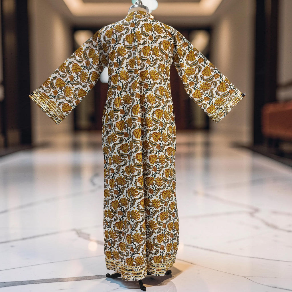 L/XL Khadijah Printed Cotton Dress 56"Long Jalabiya 26183-1398 JP