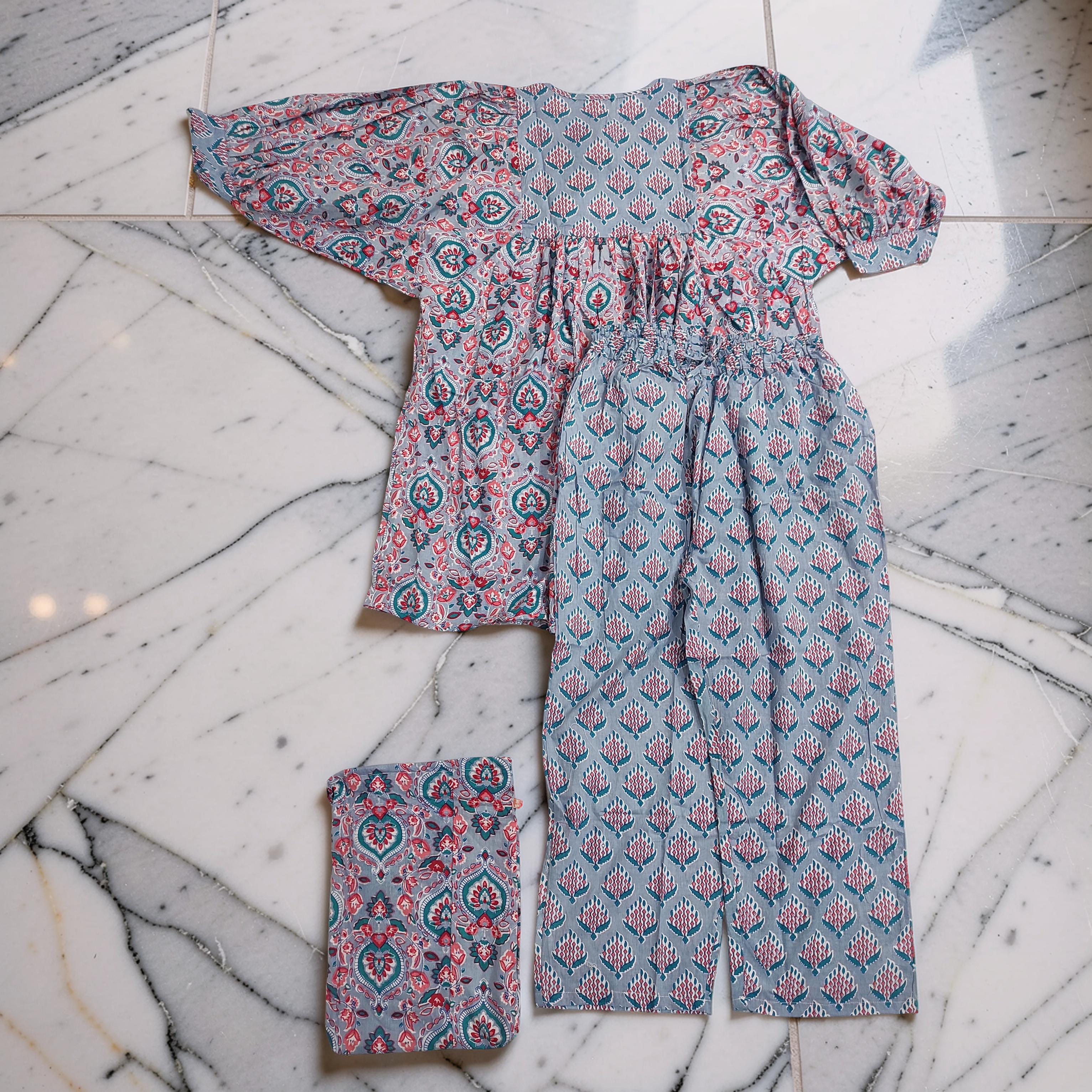 L-XL 2 Pcs Co-ord Set Ulya Cotton Short Sleeves 26186-1407 JP