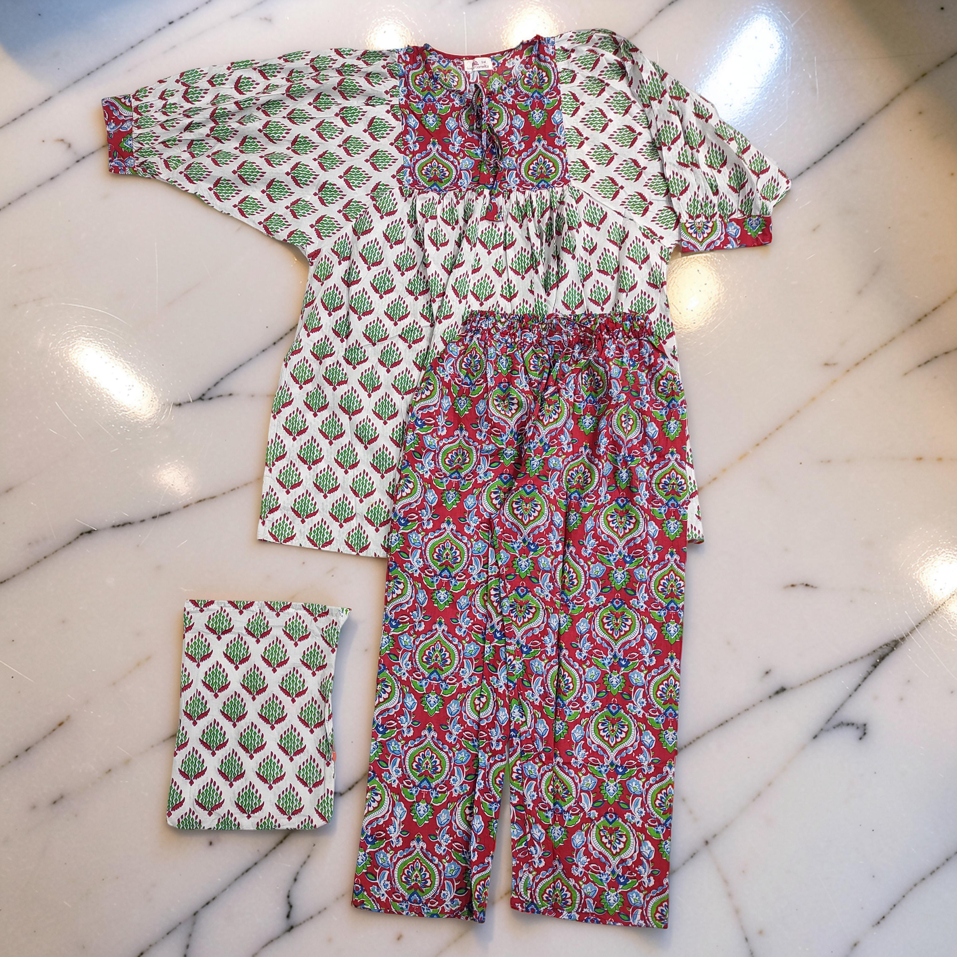 L-XL 2 Pcs Co-ord Set Ulya Cotton Short Sleeves 26189-1406 JP