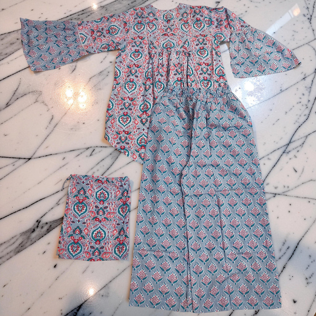 S-M 2 Pcs Co-ord Set Zalifa Cotton Short Sleeves 26212-1418 JP