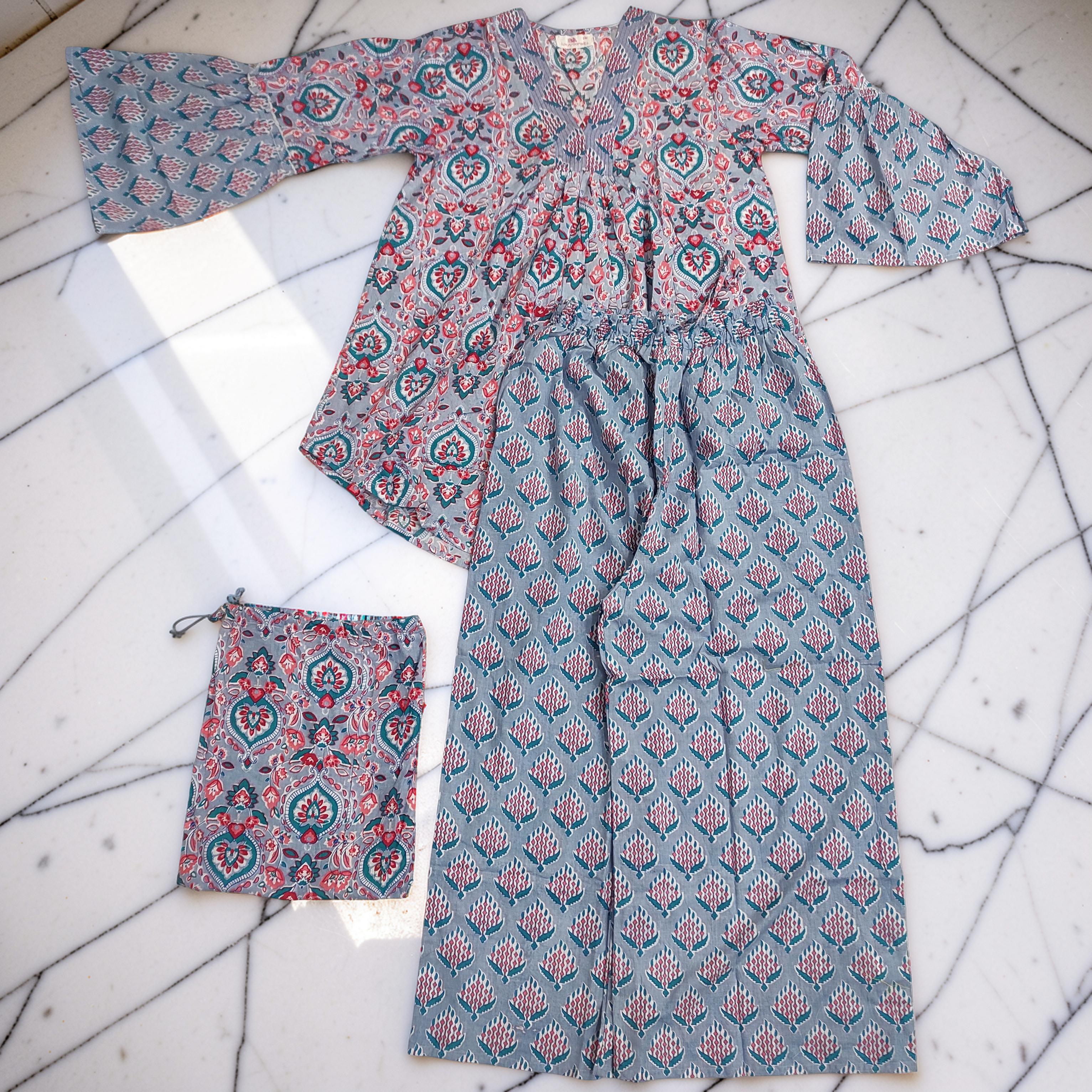 L-XL 2 Pcs Co-ord Set Zalifa Cotton Short Sleeves 26213-1418 JP