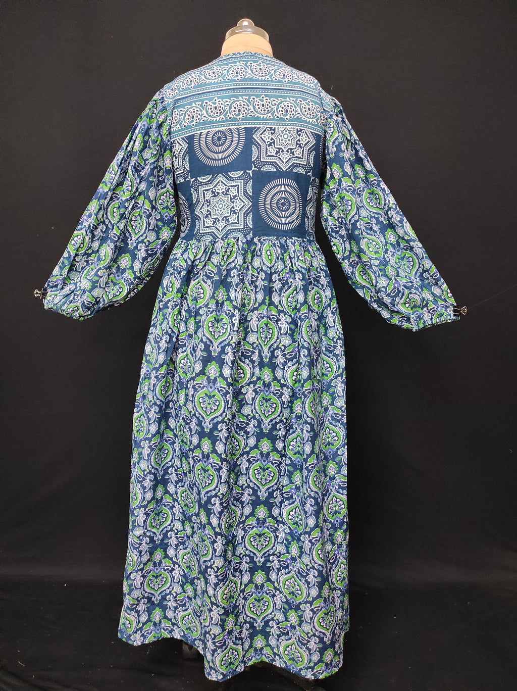 L/XL Faida Printed Cotton Dress 57" Long Jalabiya