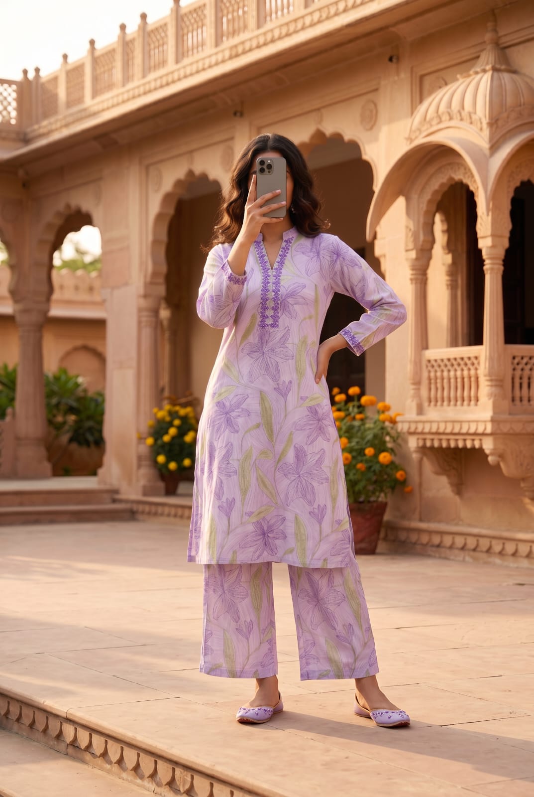 Premium Stitched Polyester prints Embroidery Suit 2885