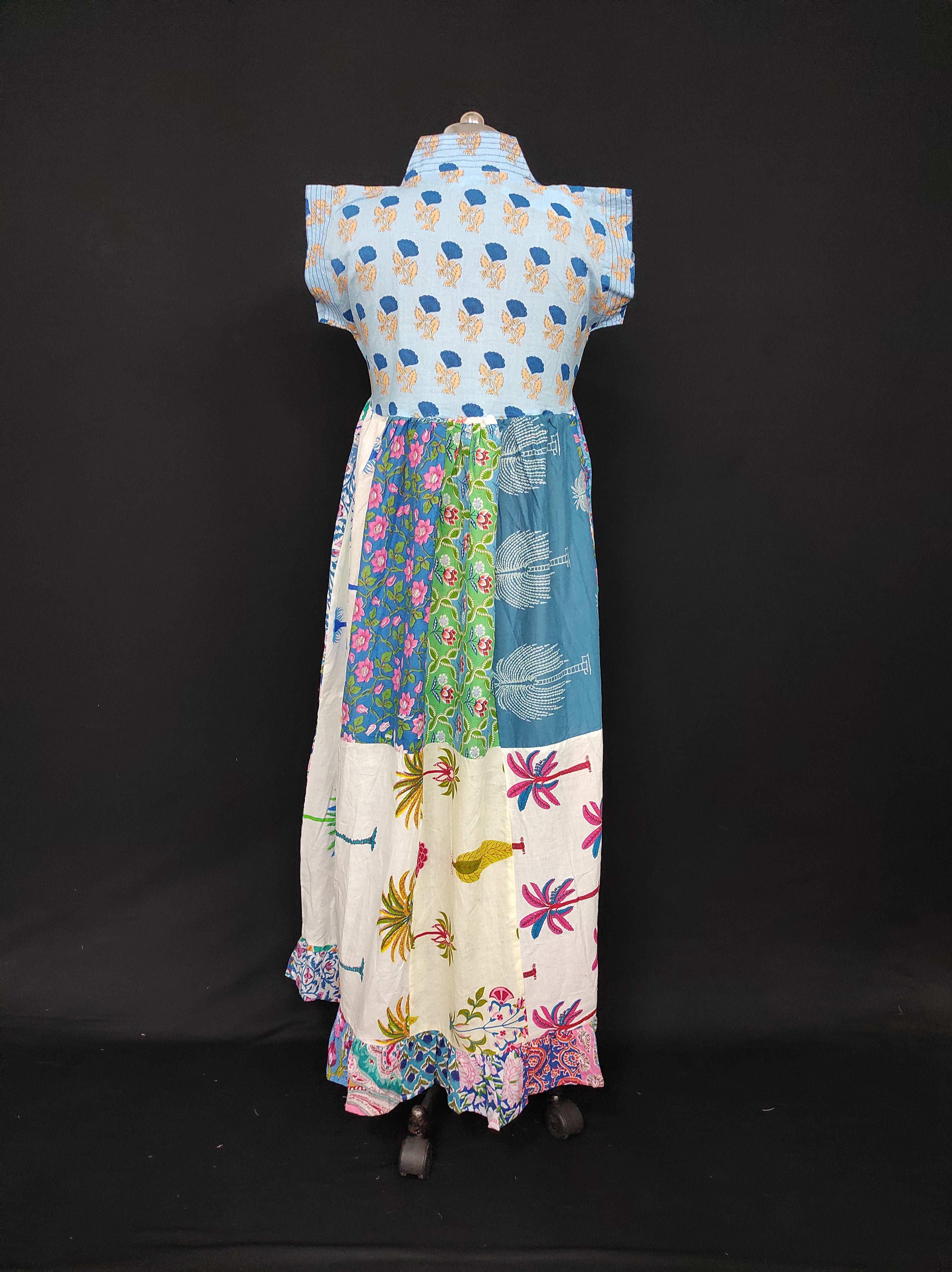 S-M Amani Printed Cotton Dress 57" Short Sleeves Jalabiya 28377-1555 JP