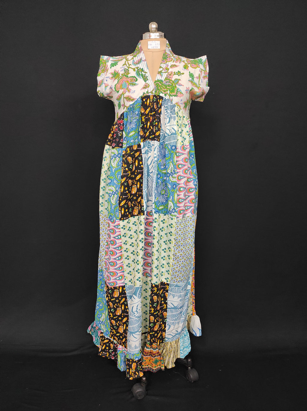S-M Amani Printed Cotton Dress 57" Short Sleeves Jalabiya 28395-1555 JP