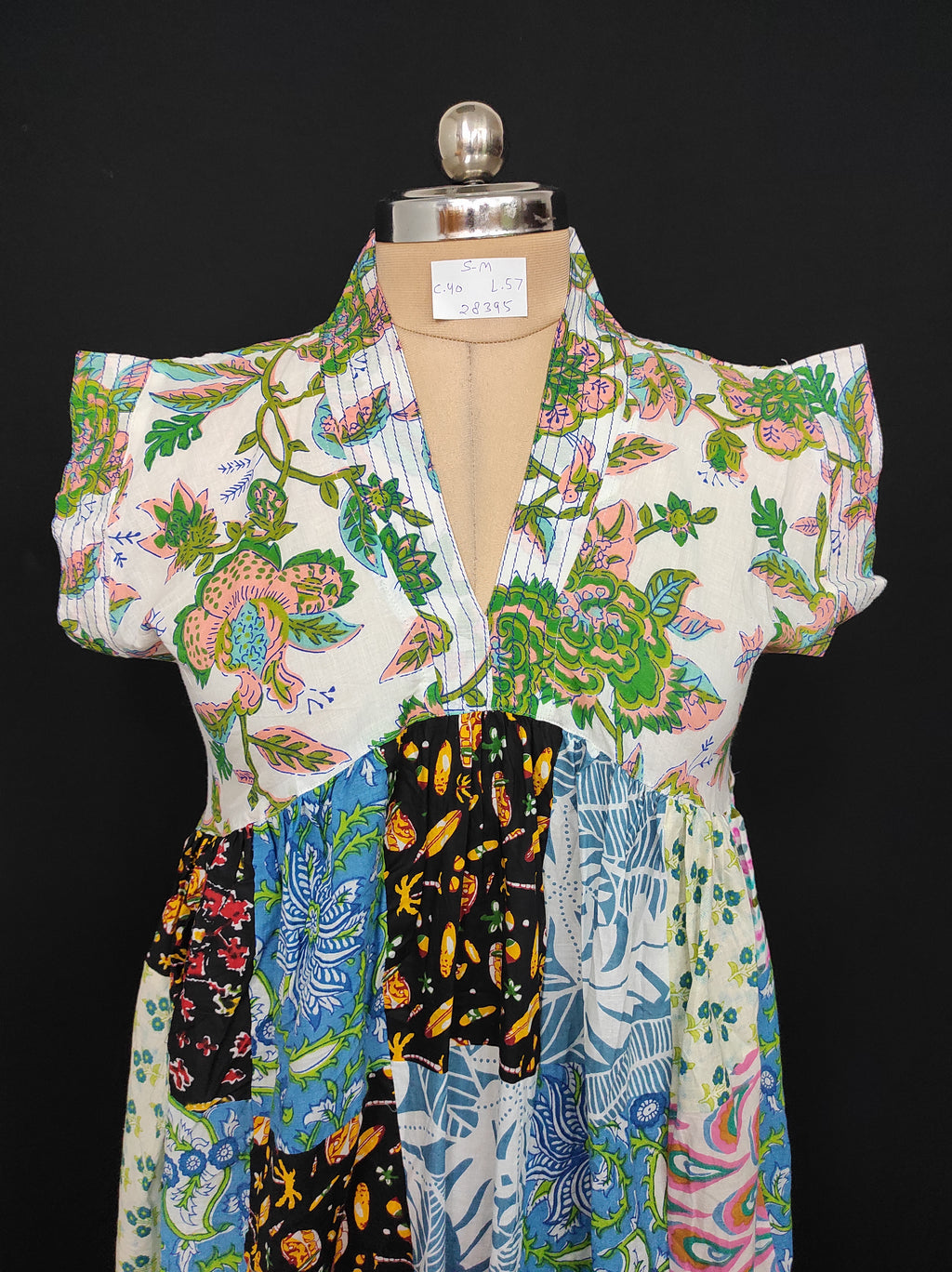 S-M Amani Printed Cotton Dress 57" Short Sleeves Jalabiya 28395-1555 JP