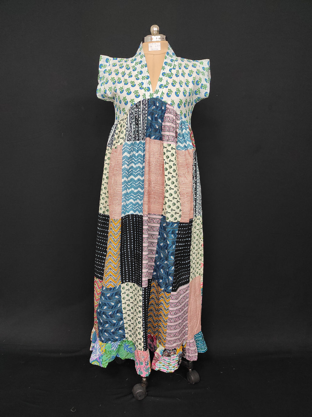 S-M Amani Printed Cotton Dress 57" Short Sleeves Jalabiya 28396-1555 JP
