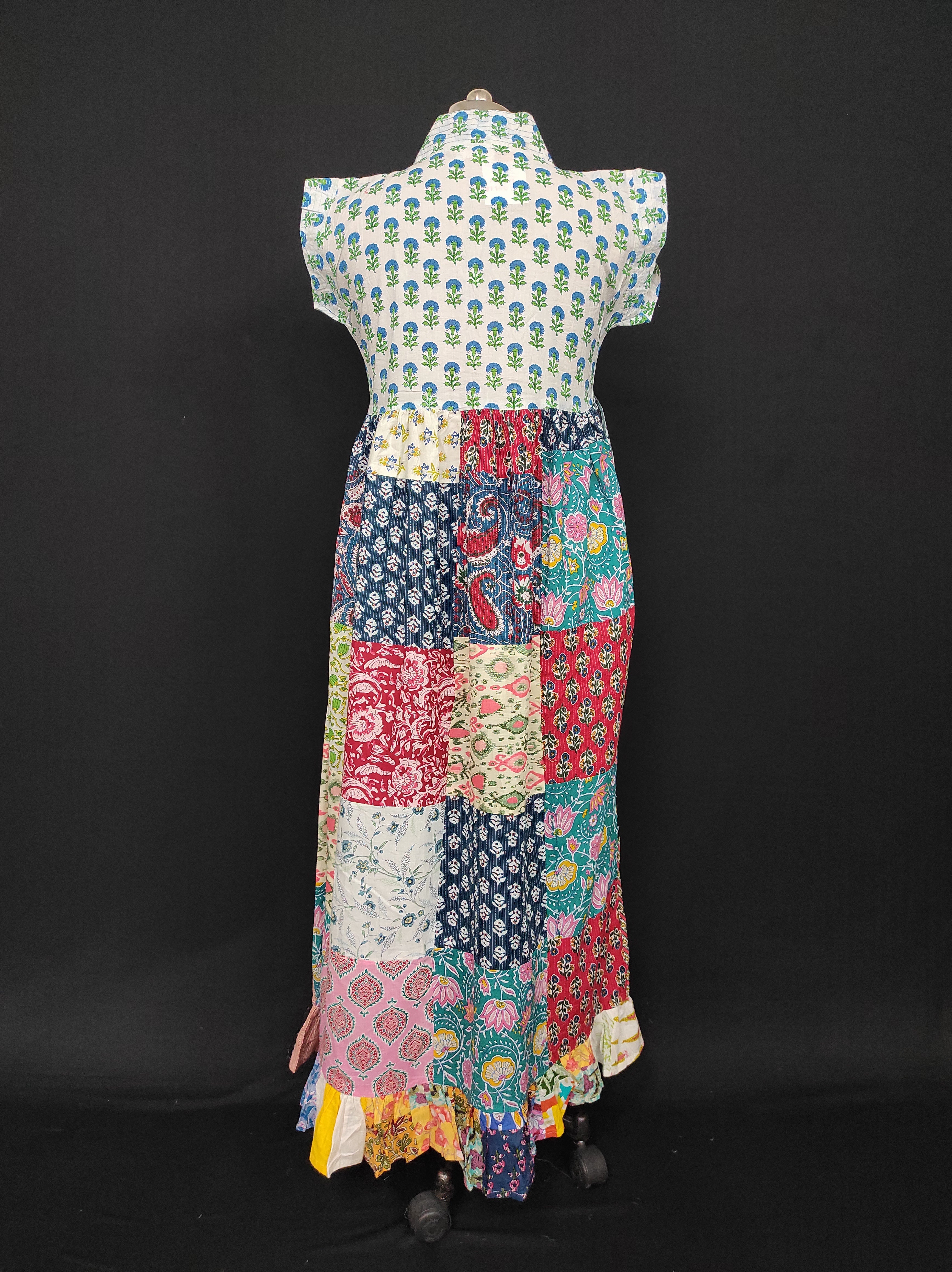 S-M Amani Printed Cotton Dress 57" Short Sleeves Jalabiya 28396-1555 JP