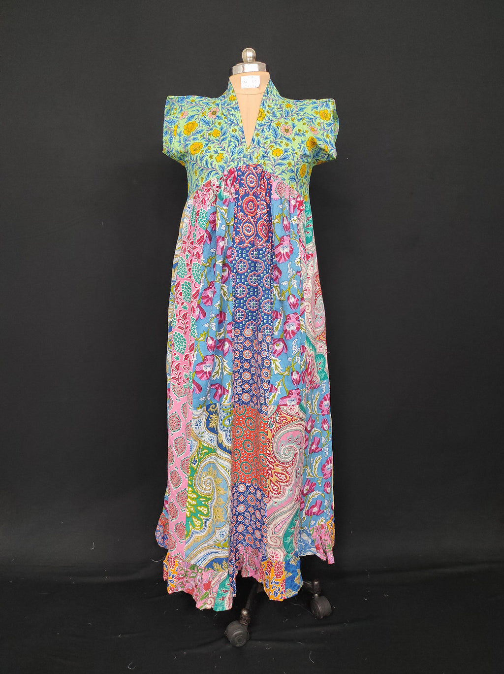 S-M Amani Printed Cotton Dress 57" Short Sleeves Jalabiya 28398-1555 JP