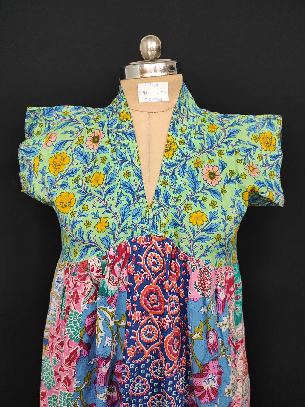 S-M Amani Printed Cotton Dress 57" Short Sleeves Jalabiya 28398-1555 JP