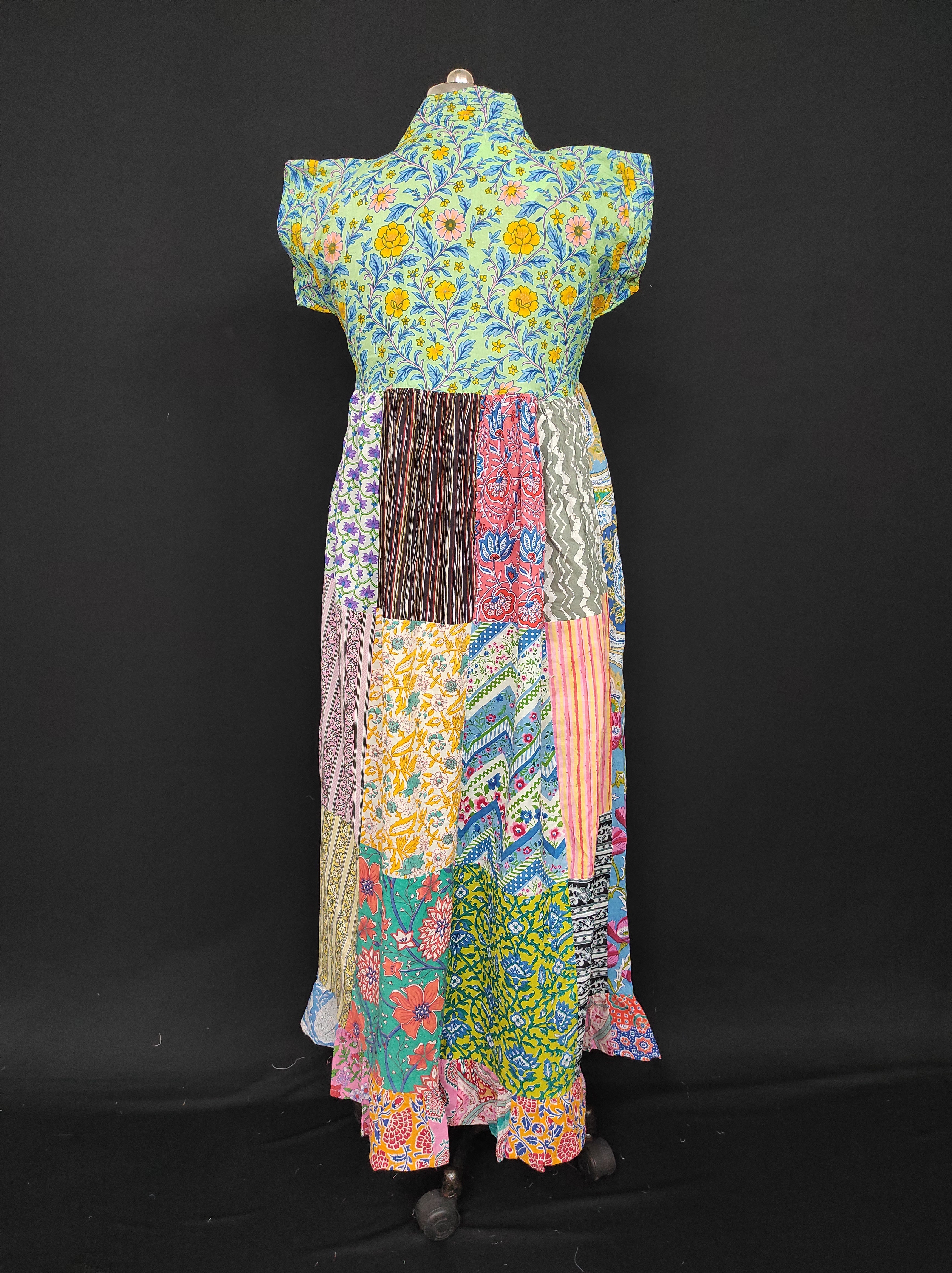 S-M Amani Printed Cotton Dress 57" Short Sleeves Jalabiya 28398-1555 JP