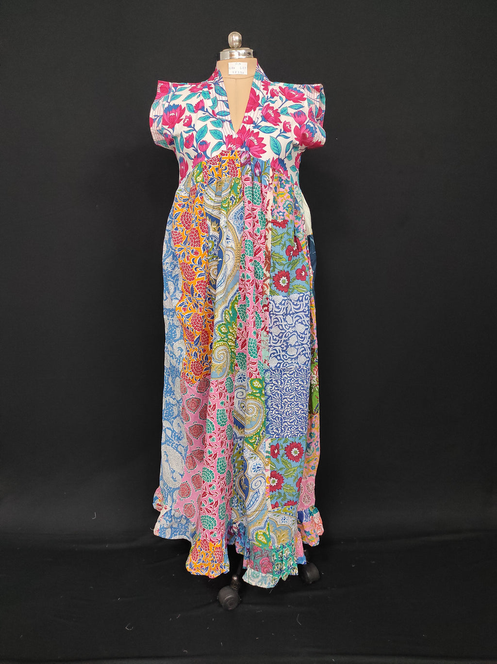 S-M Amani Printed Cotton Dress 57" Short Sleeves Jalabiya 28399-1555 JP