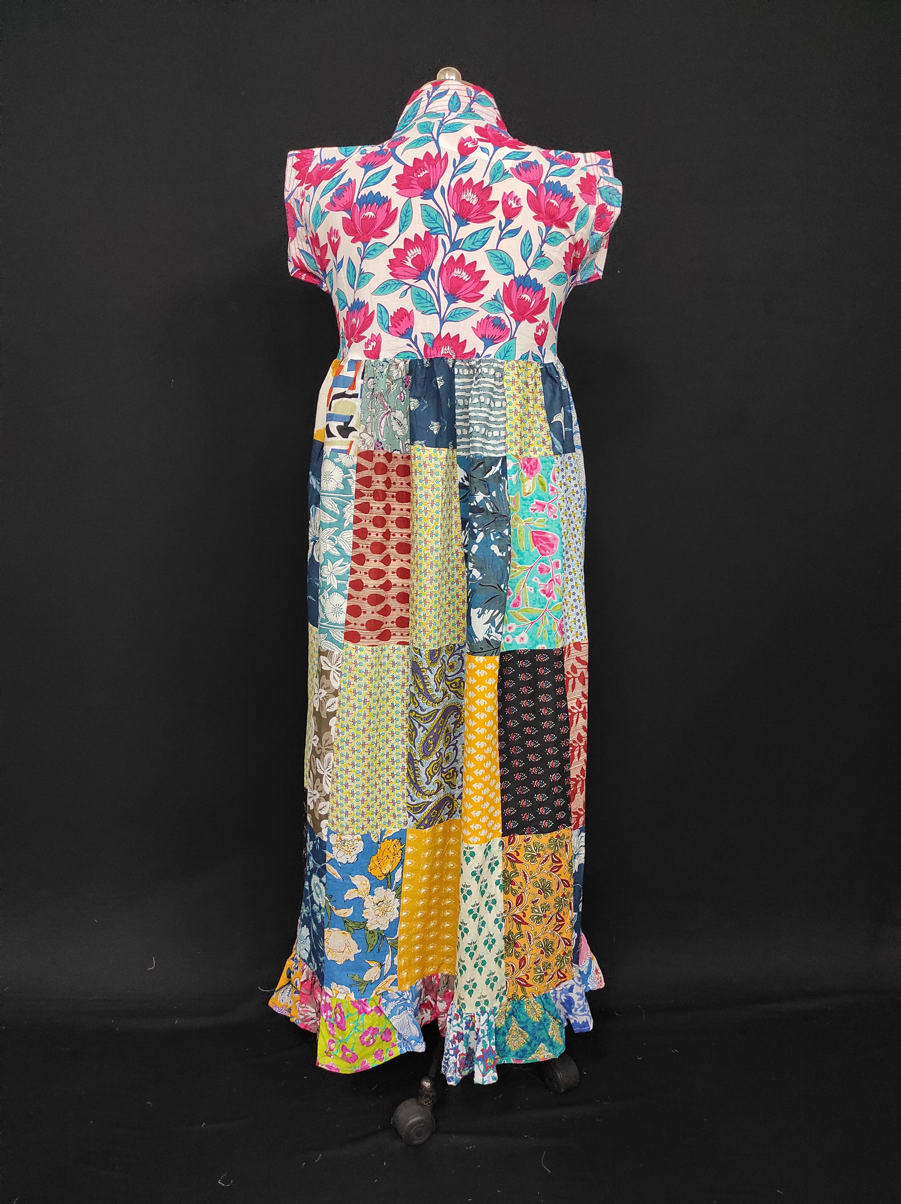 S-M Amani Printed Cotton Dress 57" Short Sleeves Jalabiya 28399-1555 JP