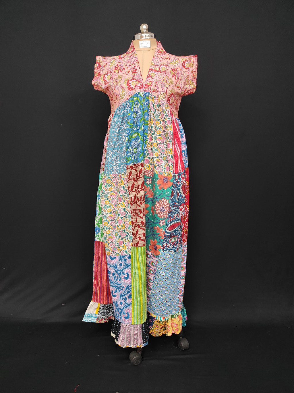 S-M Amani Printed Cotton Dress 57" Short Sleeves Jalabiya 28400-1555 JP