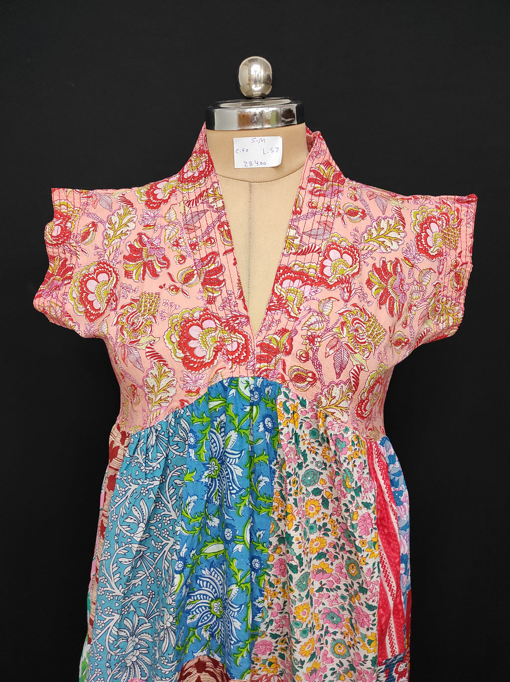 S-M Amani Printed Cotton Dress 57" Short Sleeves Jalabiya 28400-1555 JP