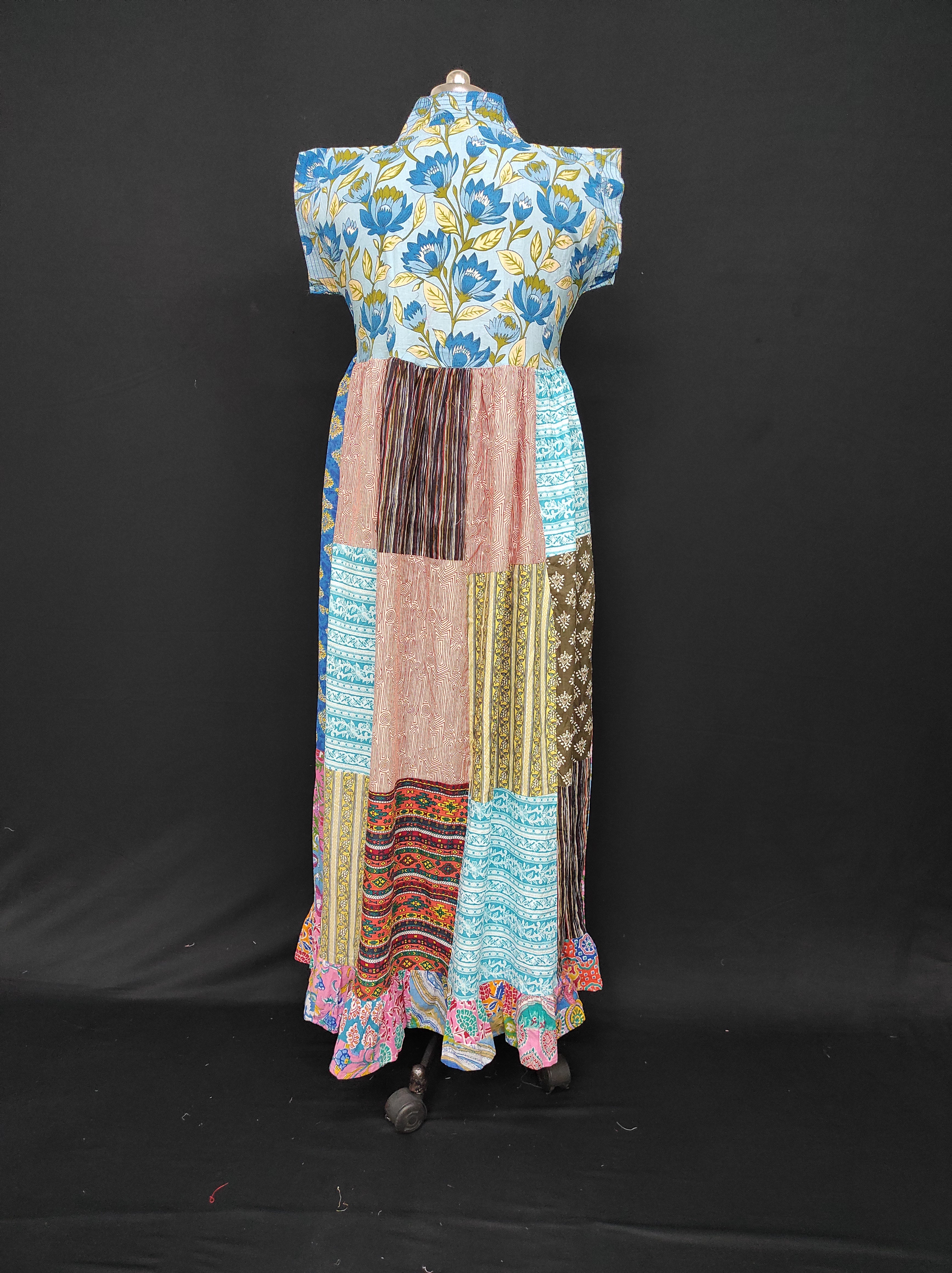 S-M Amani Printed Cotton Dress 57" Short Sleeves Jalabiya 28401-1555 JP