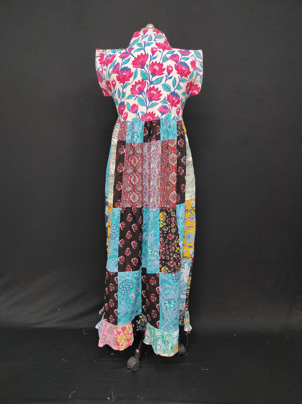 S-M Amani Printed Cotton Dress 57" Short Sleeves Jalabiya 28402-1555 JP