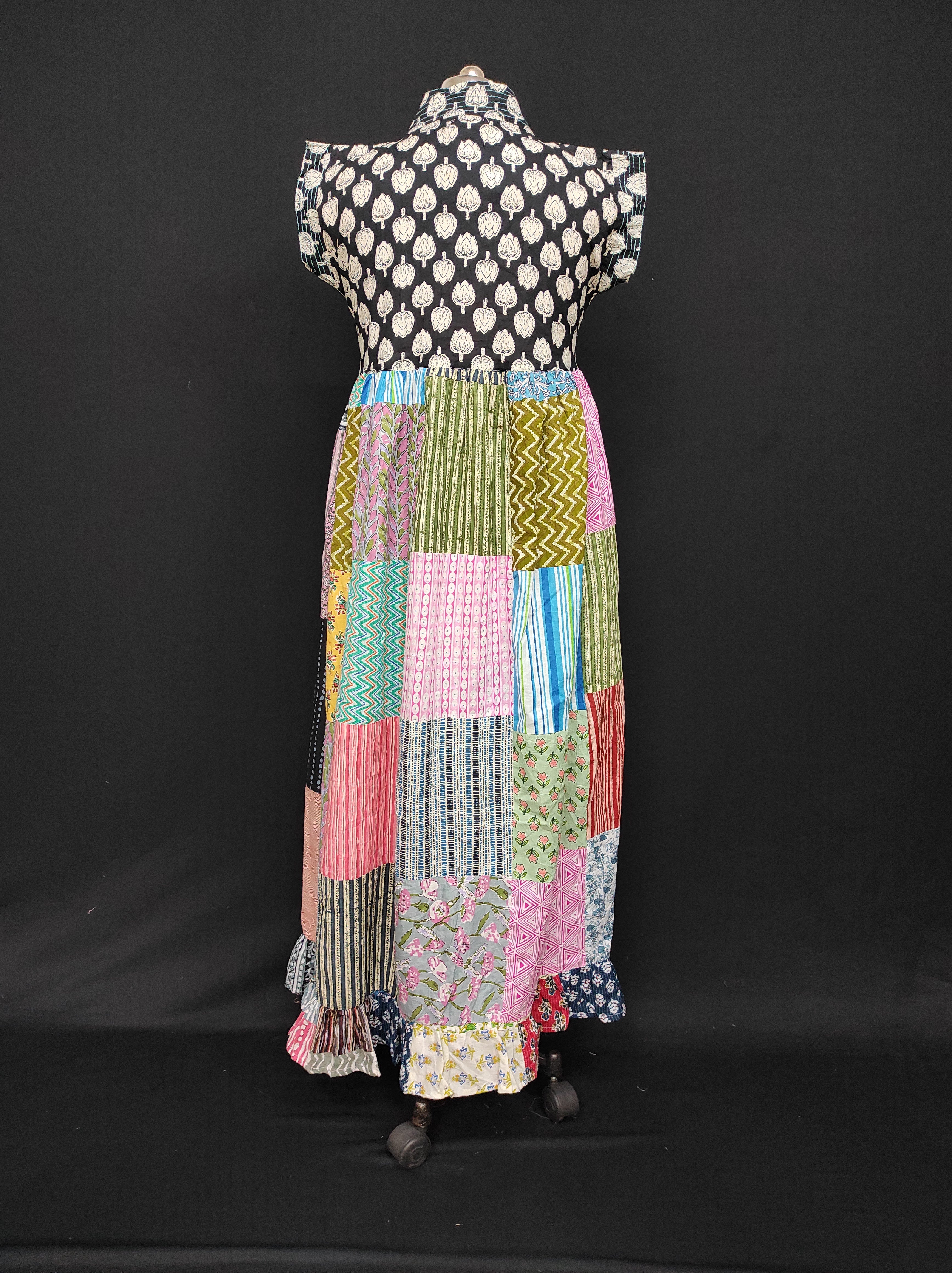 S-M Amani Printed Cotton Dress 57" Short Sleeves Jalabiya 28403-1555 JP