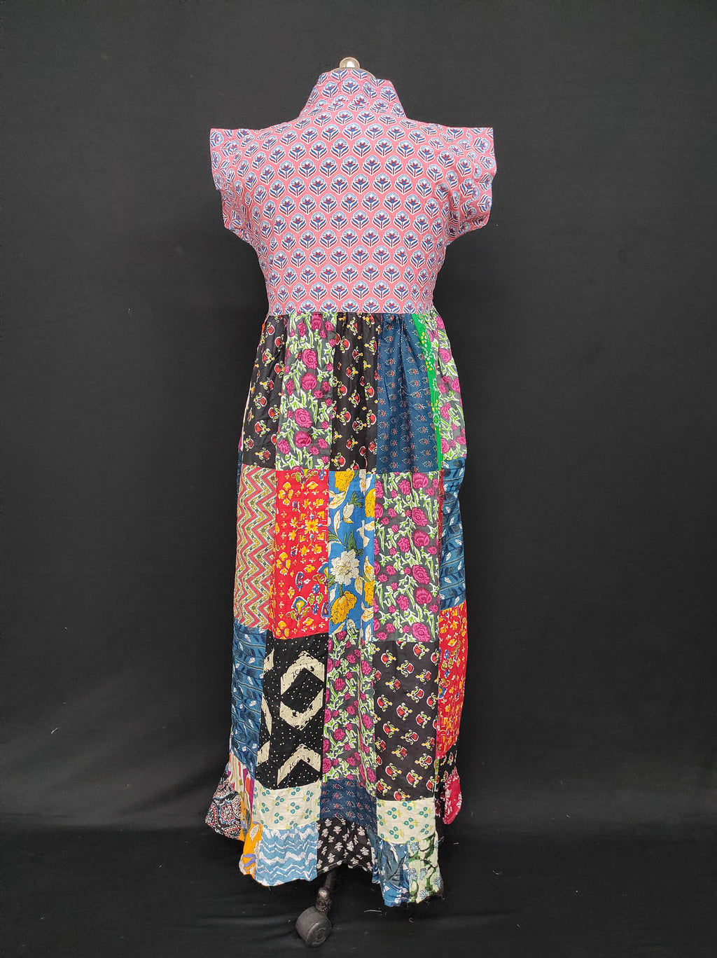 S-M Amani Printed Cotton Dress 57" Short Sleeves Jalabiya 28404-1555 JP