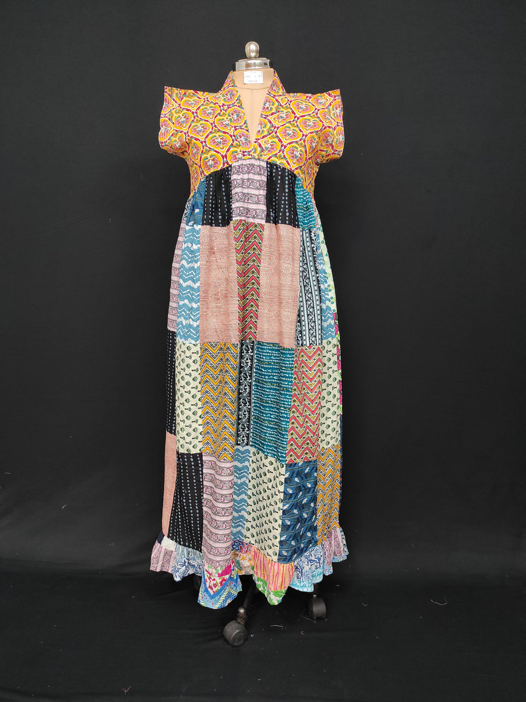 S-M Amani Printed Cotton Dress 57" Short Sleeves Jalabiya 28405-1555 JP