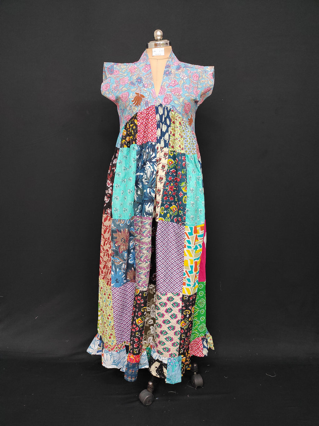 S-M Amani Printed Cotton Dress 57" Short Sleeves Jalabiya 28406-1555 JP