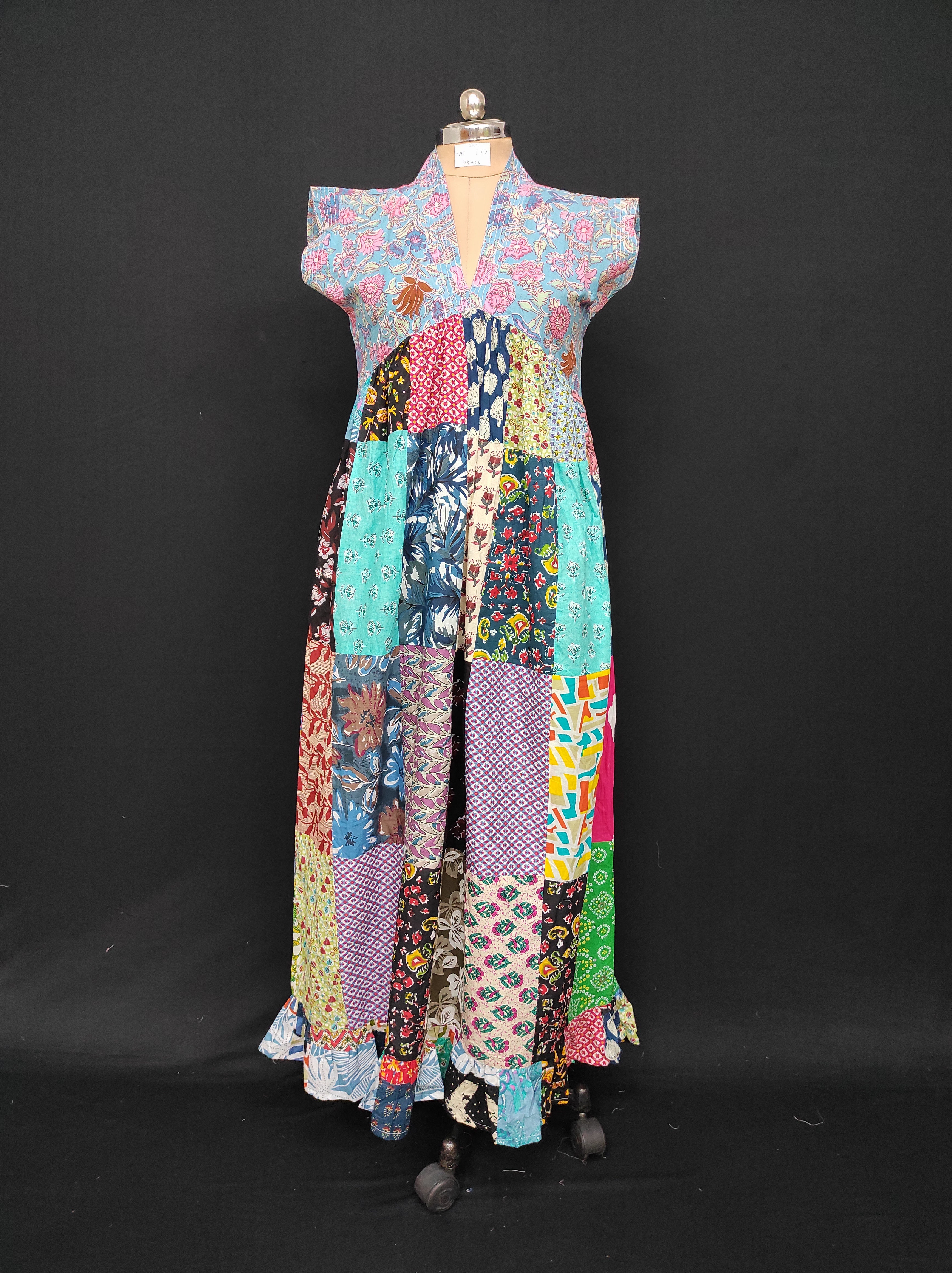 S-M Amani Printed Cotton Dress 57" Short Sleeves Jalabiya 28406-1555 JP