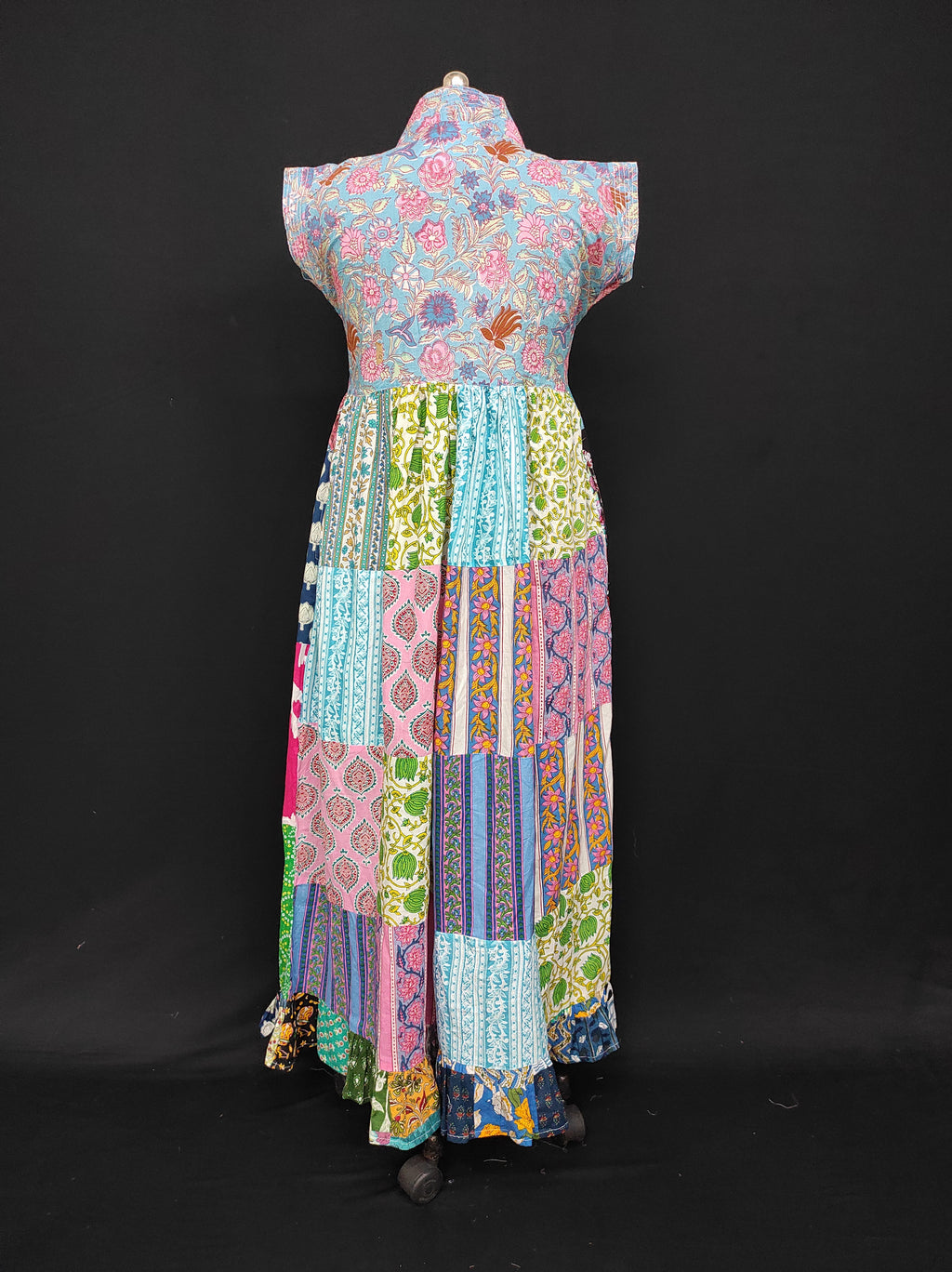 S-M Amani Printed Cotton Dress 57" Short Sleeves Jalabiya 28406-1555 JP