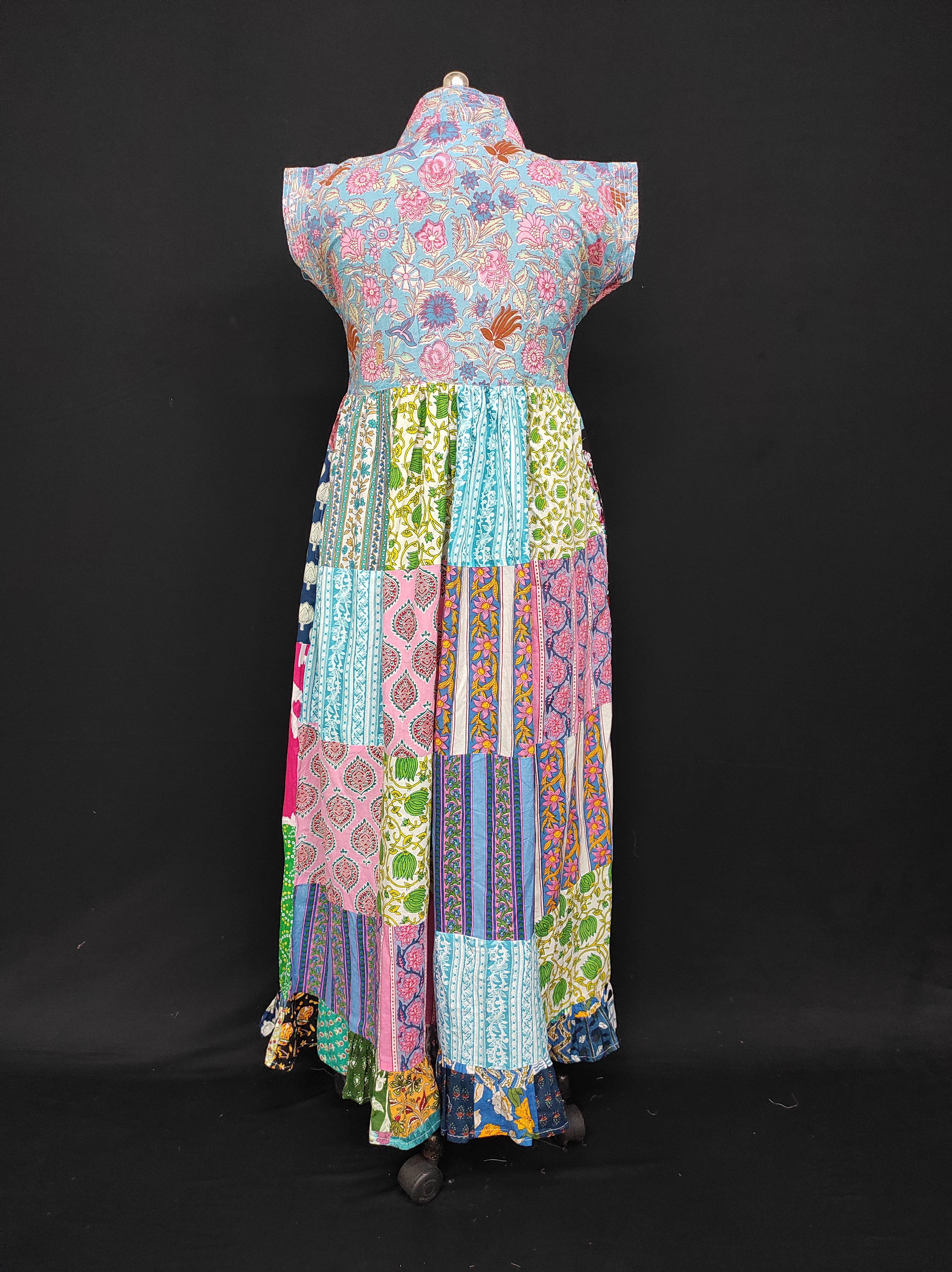 S-M Amani Printed Cotton Dress 57" Short Sleeves Jalabiya 28406-1555 JP