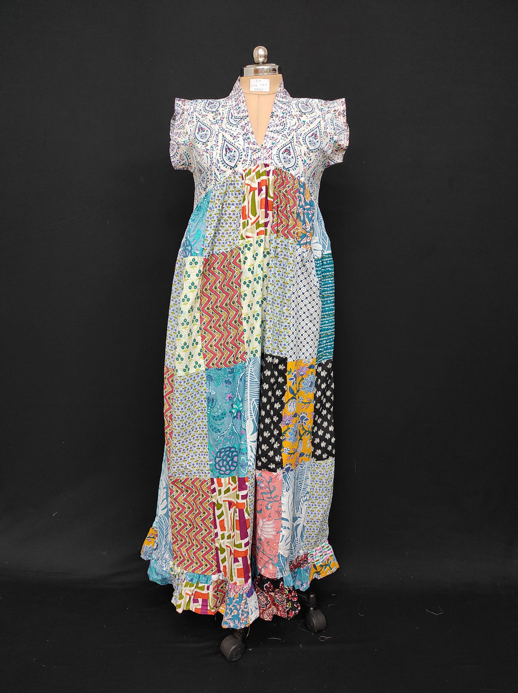 S-M Amani Printed Cotton Dress 57" Short Sleeves Jalabiya 28407-1555 JP