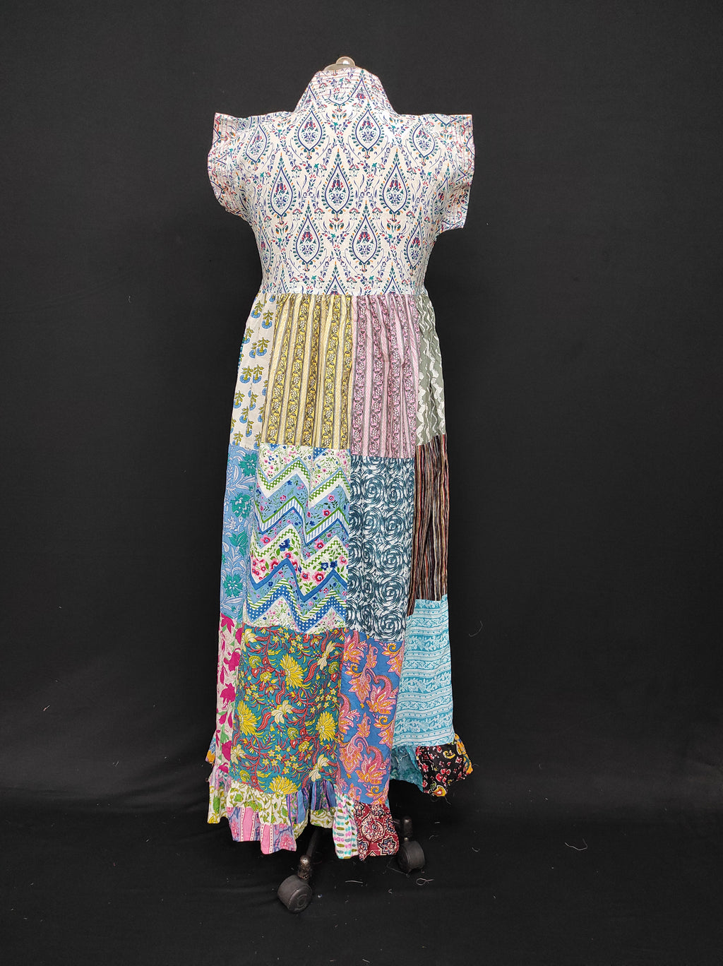 S-M Amani Printed Cotton Dress 57" Short Sleeves Jalabiya 28407-1555 JP