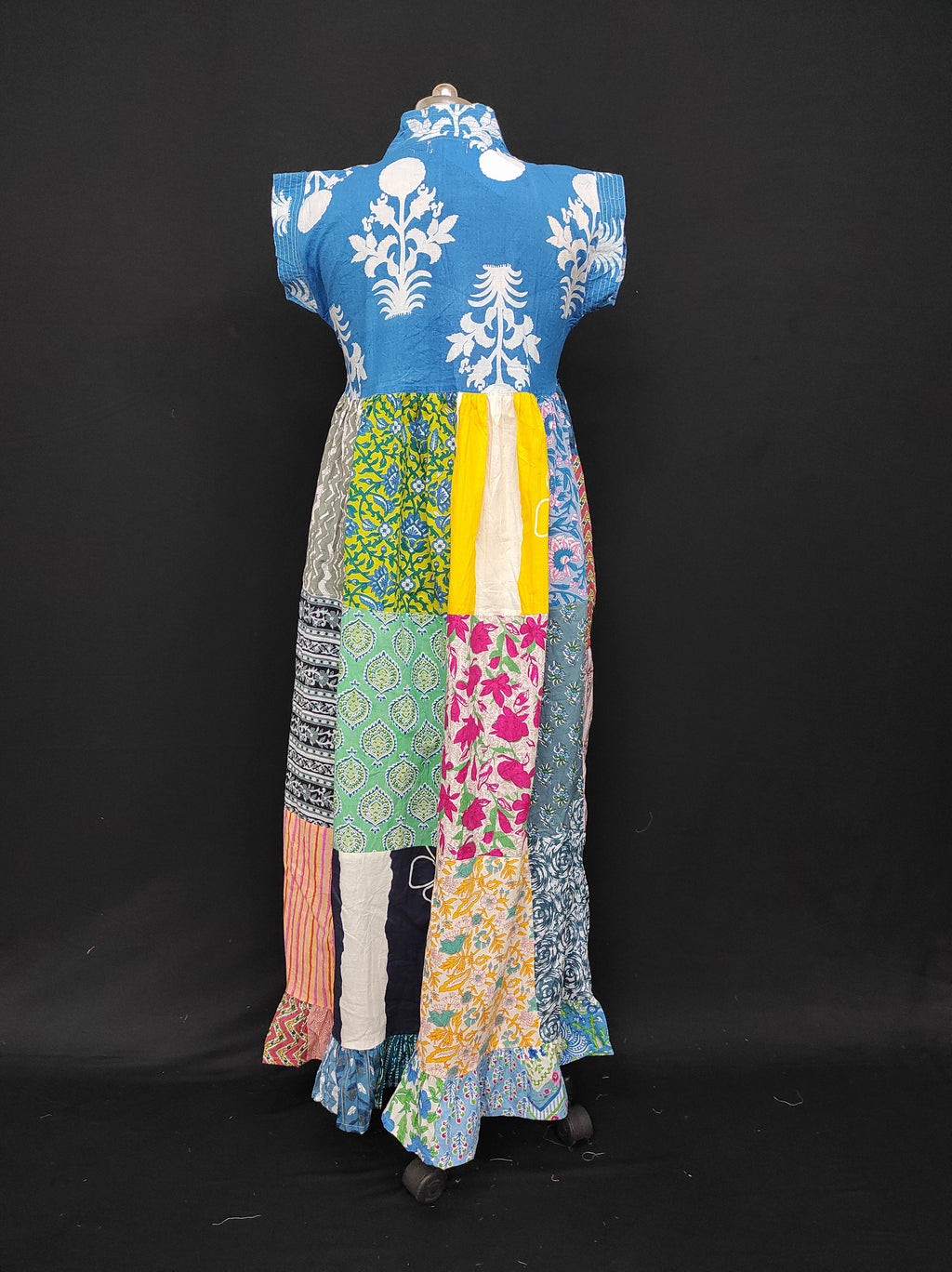 S-M Amani Printed Cotton Dress 57" Short Sleeves Jalabiya 28408-1555 JP