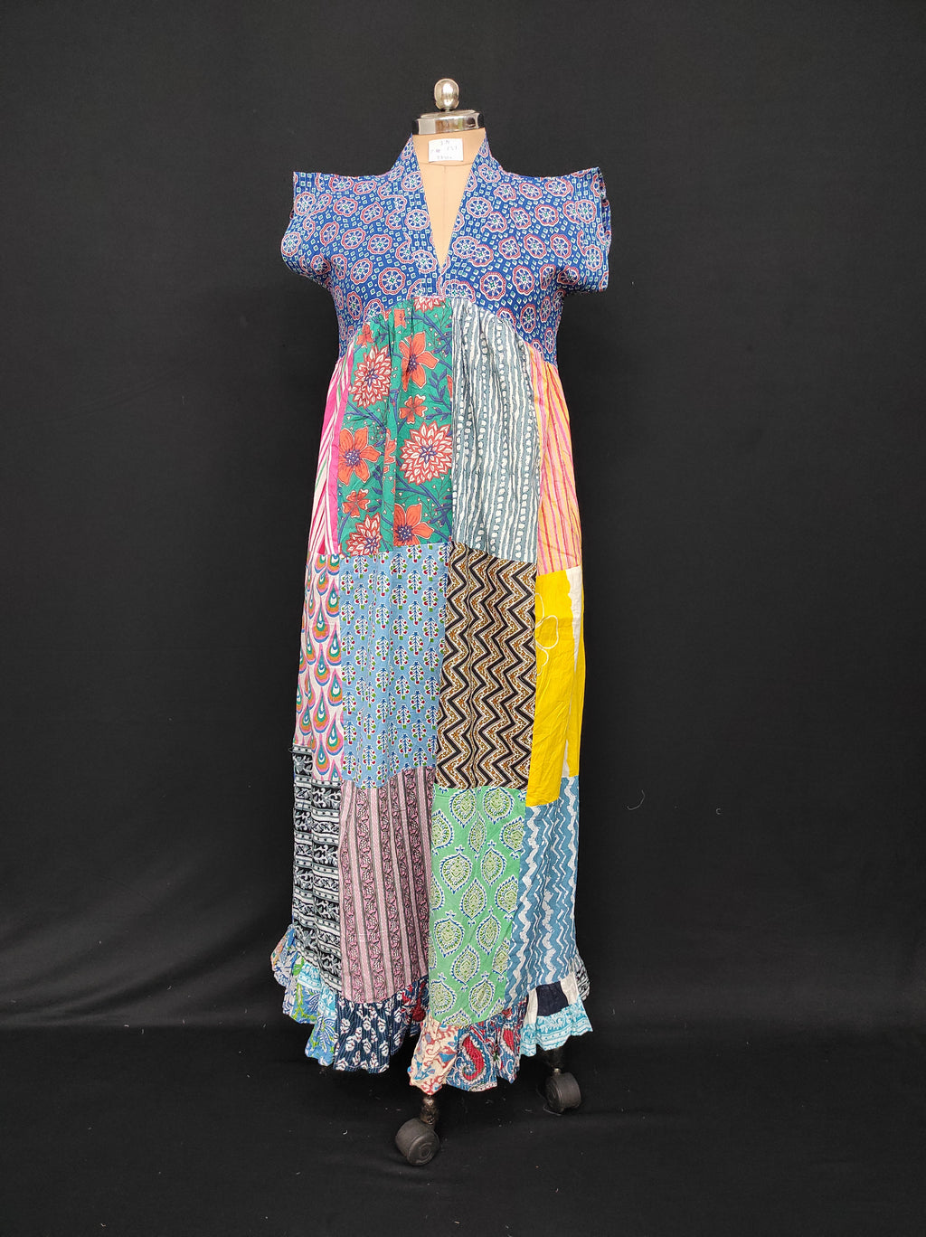 S-M Amani Printed Cotton Dress 57" Short Sleeves Jalabiya 28410-1555 JP