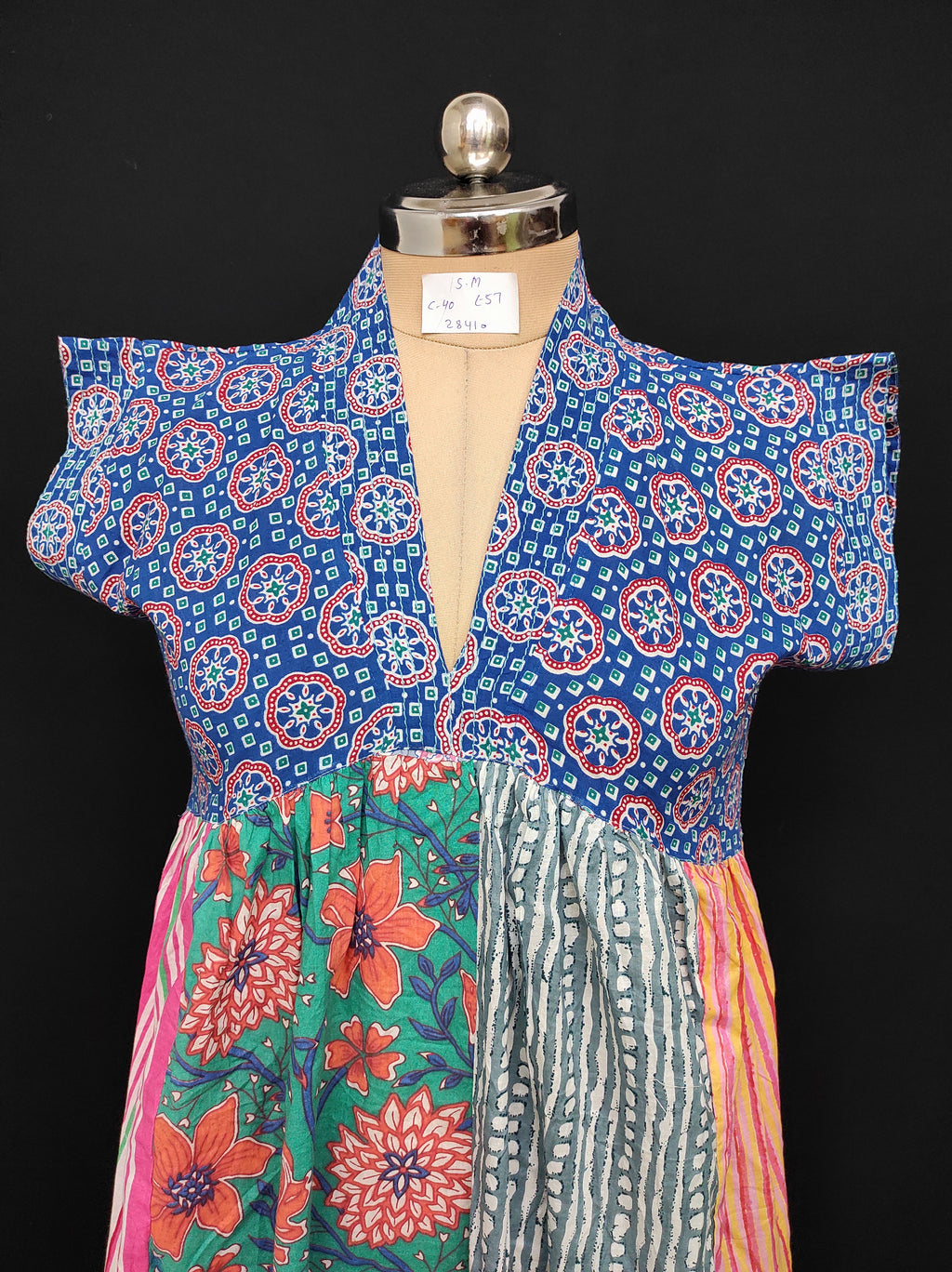 S-M Amani Printed Cotton Dress 57" Short Sleeves Jalabiya 28410-1555 JP