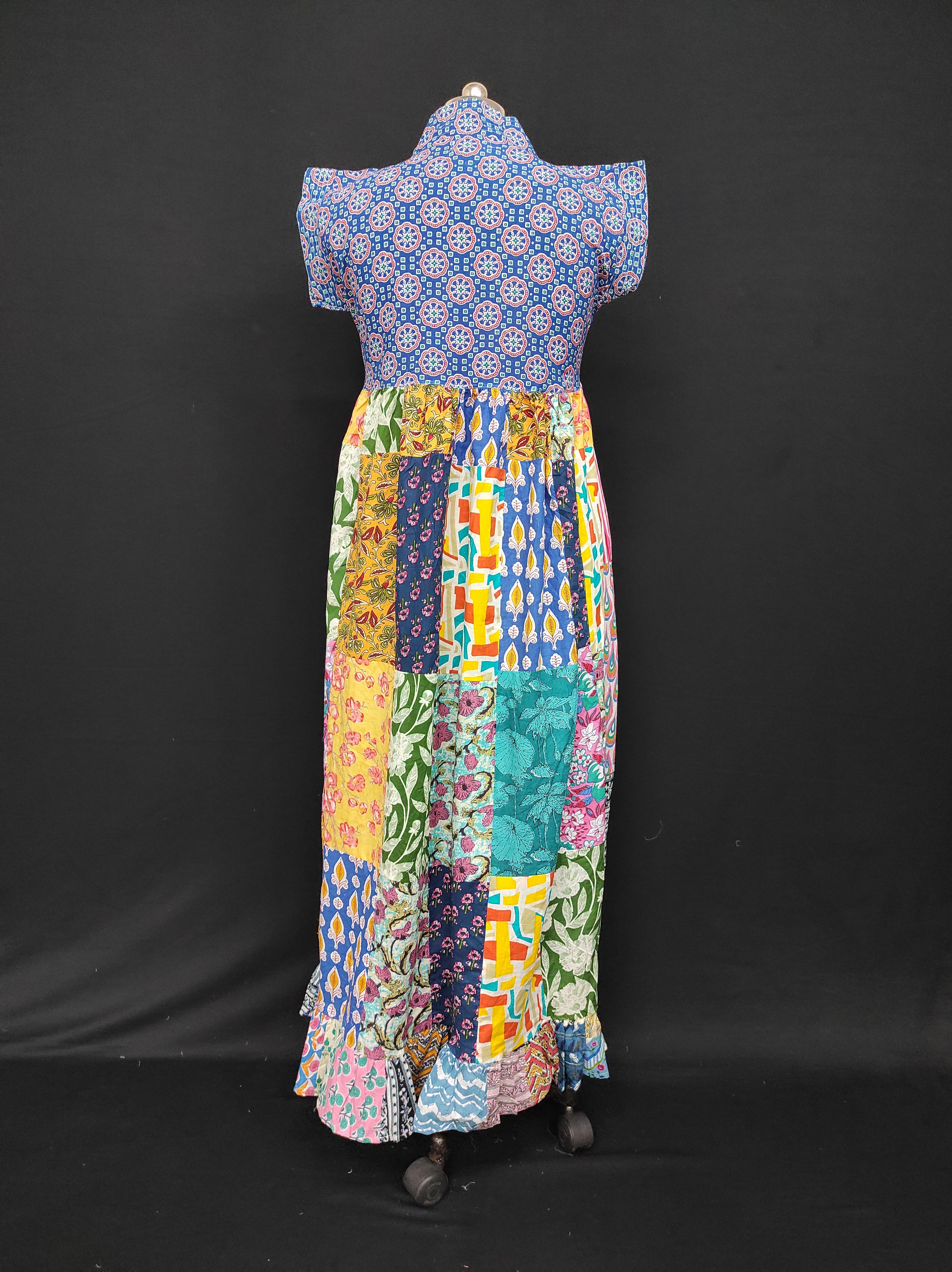 S-M Amani Printed Cotton Dress 57" Short Sleeves Jalabiya 28410-1555 JP