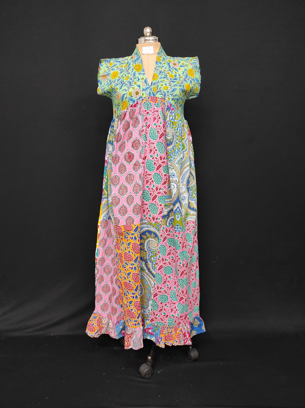 S-M Amani Printed Cotton Dress 57" Short Sleeves Jalabiya 28411-1555 JP