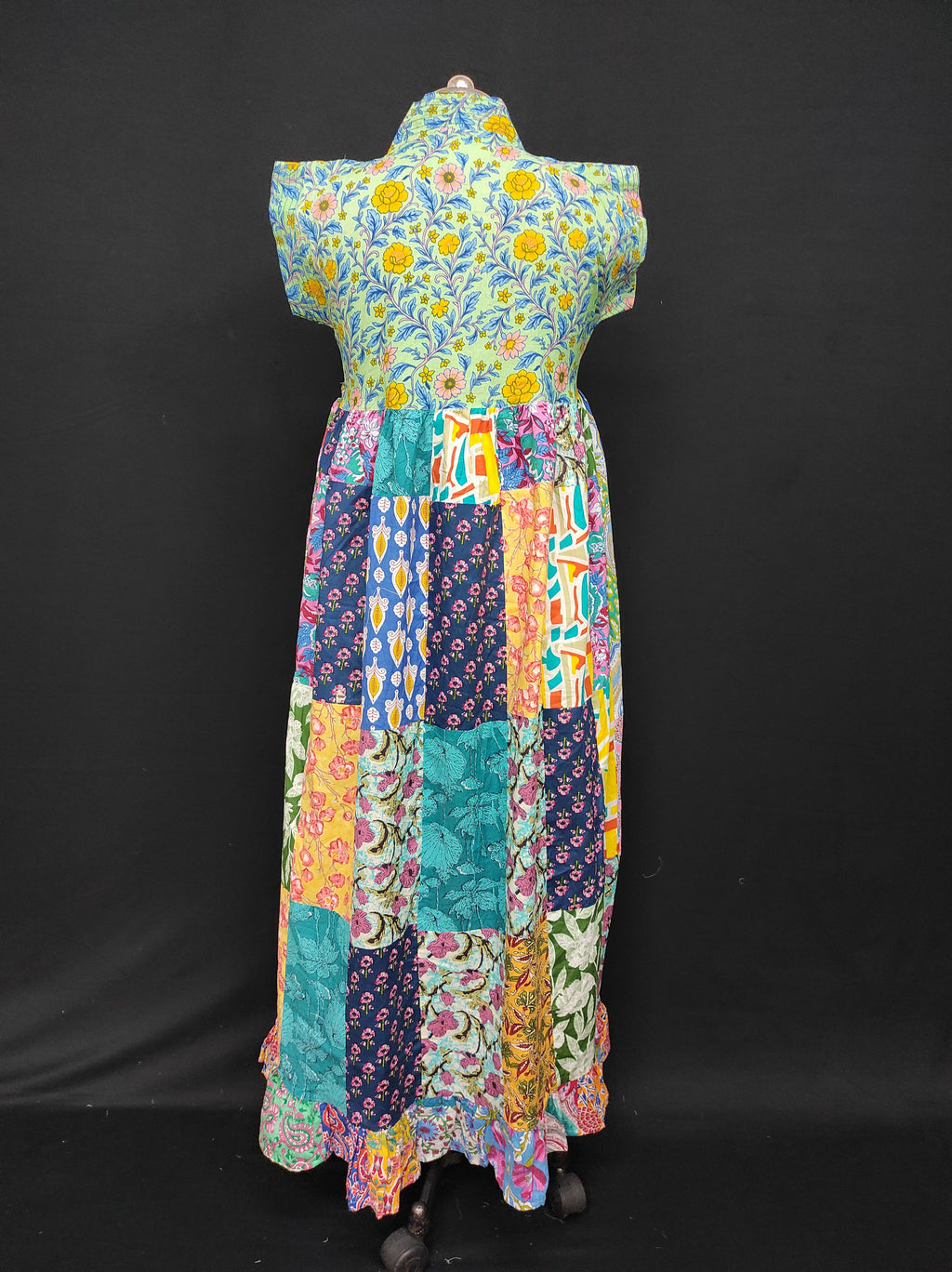 S-M Amani Printed Cotton Dress 57" Short Sleeves Jalabiya 28411-1555 JP