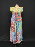 S-M Amani Printed Cotton Dress 57" Short Sleeves Jalabiya 28412-1555 JP