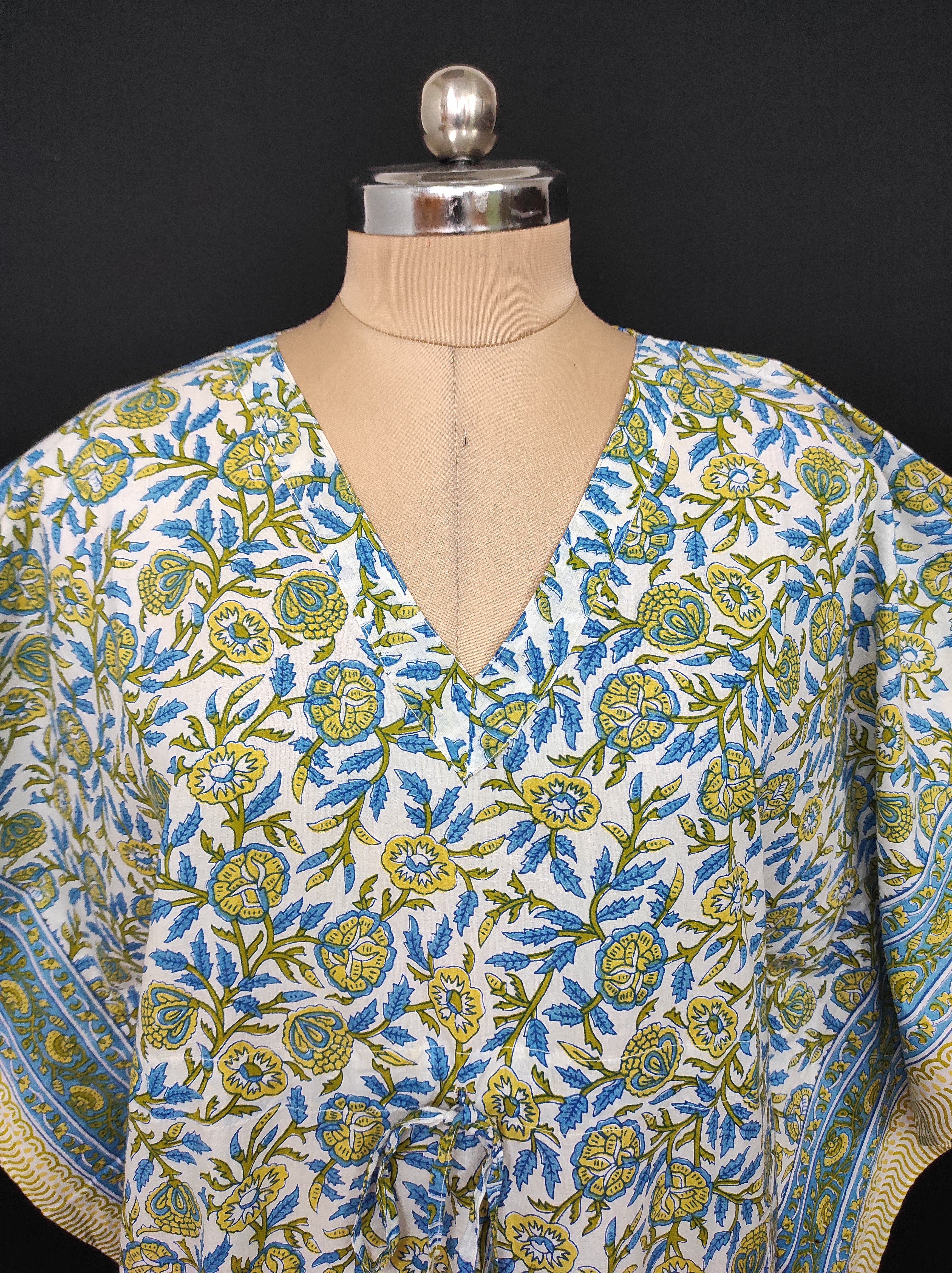 Free Size Farasha Kaftan Cotton 57" Long Jalabiya 28478-1555 JP