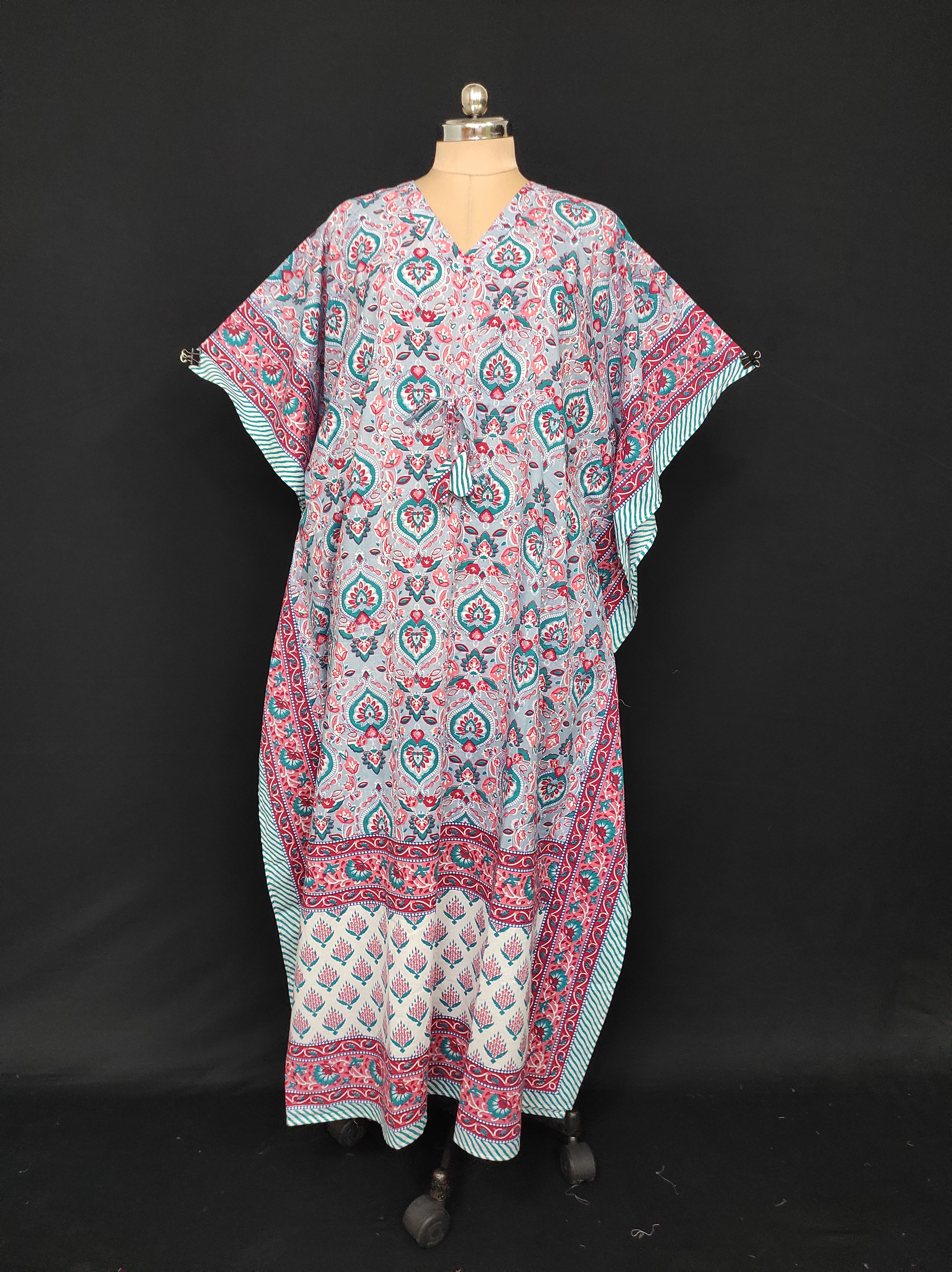 Free Size Farasha Kaftan Cotton 57" Long Jalabiya 28479-1555 JP