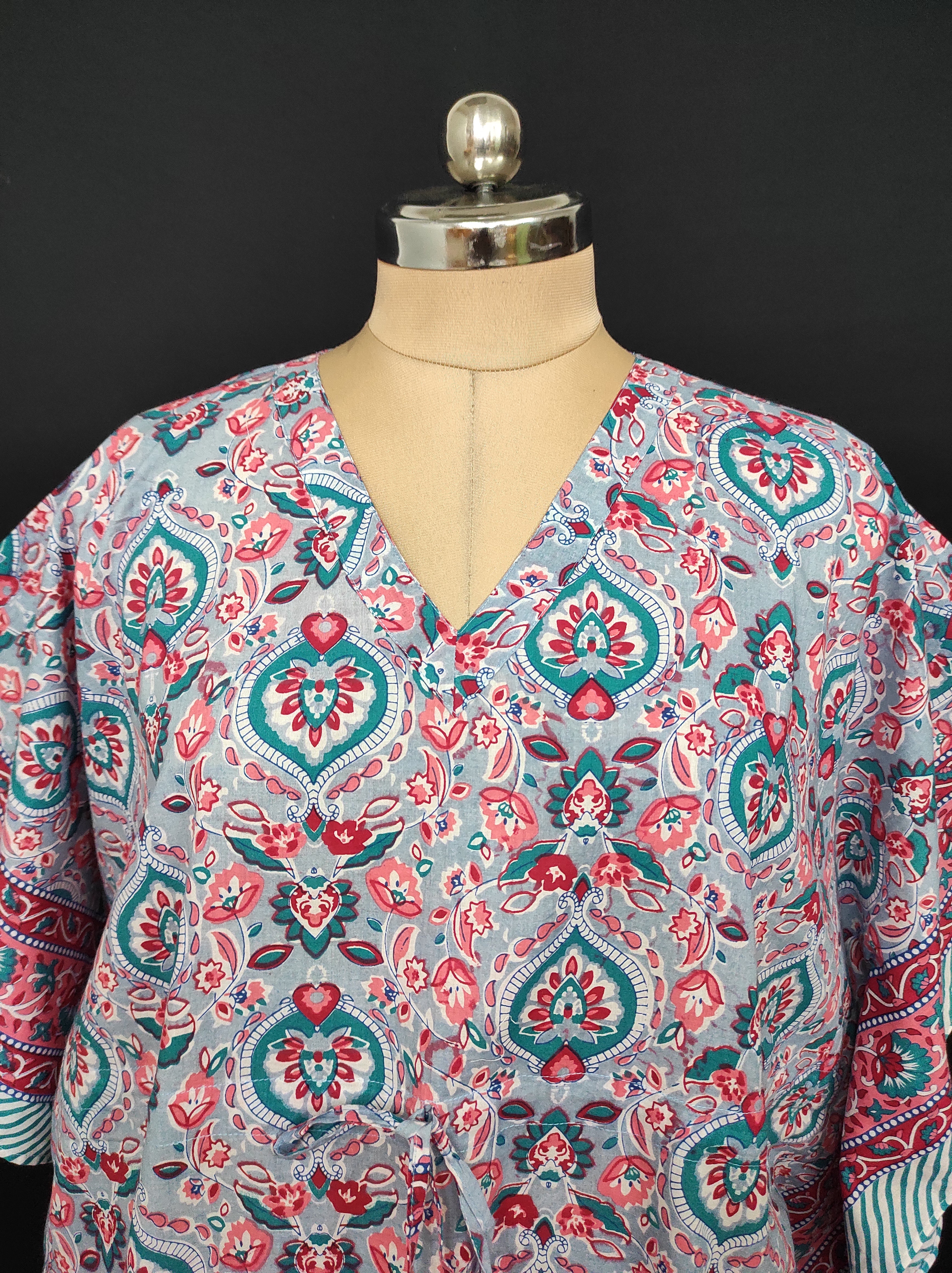 Free Size Farasha Kaftan Cotton 57" Long Jalabiya 28479-1555 JP