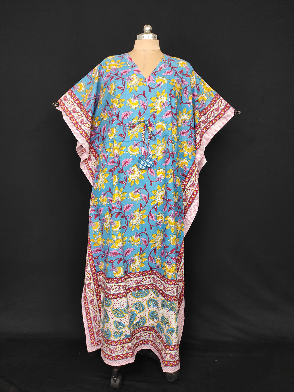 Free Size Farasha Kaftan Cotton 57" Long Jalabiya 28480-1555 JP