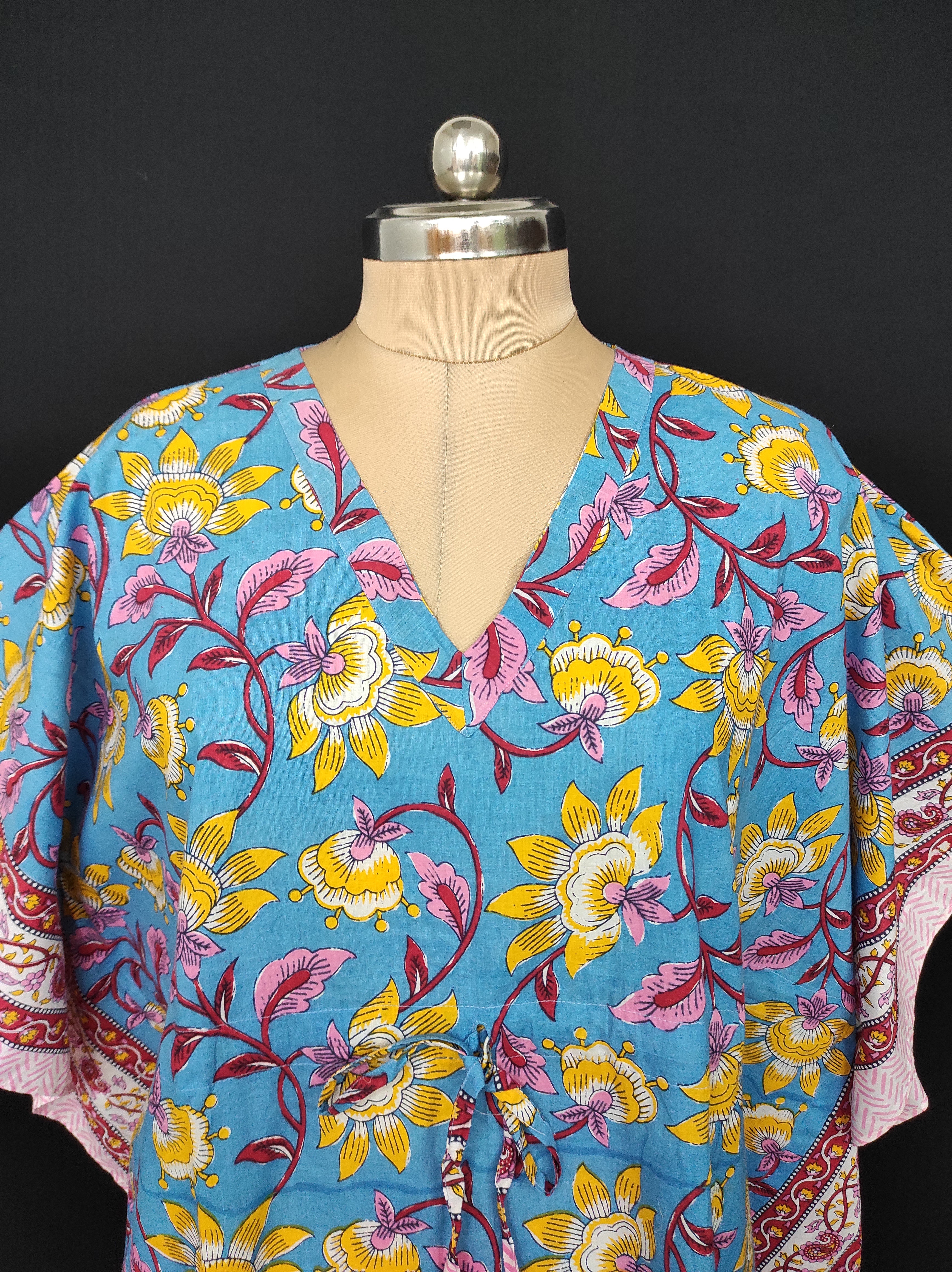 Free Size Farasha Kaftan Cotton 57" Long Jalabiya 28480-1555 JP